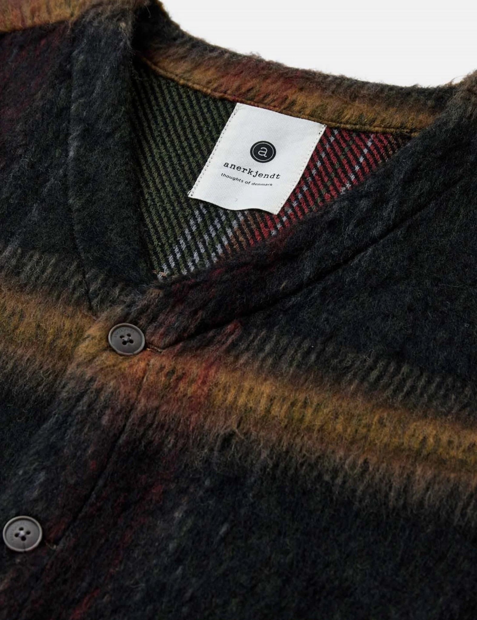 Anerkjendt Akdan Heavy Twill Check Overshirt - Forest Night Green - Image 2