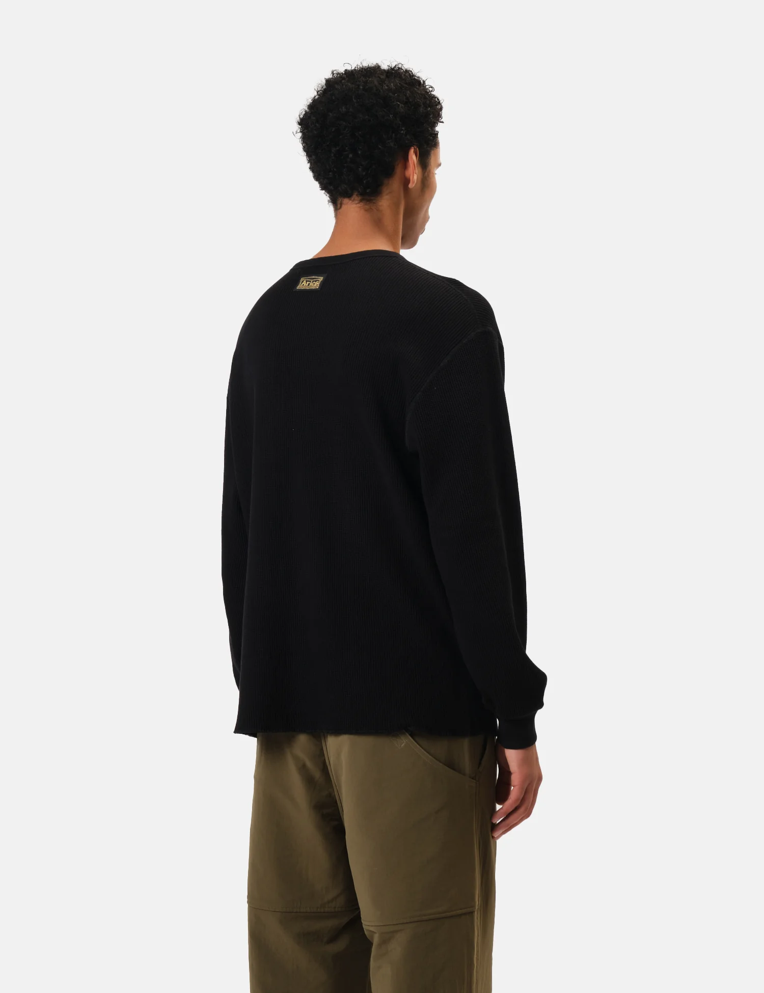 Aries Reversible Temple Waffle Long Sleeve T-Shirt - Black - Image 4