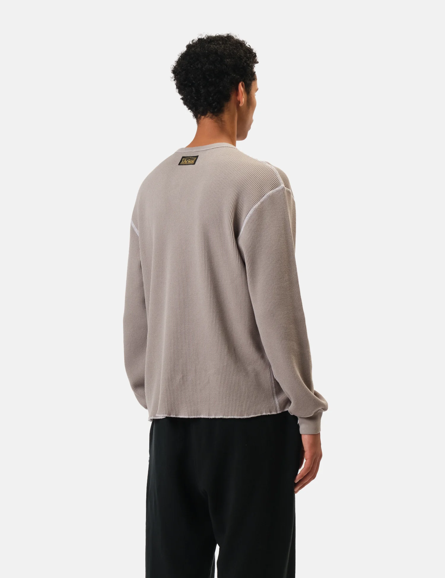 Aries Reversible Temple Waffle Long Sleeve T-Shirt - Grey - Image 4