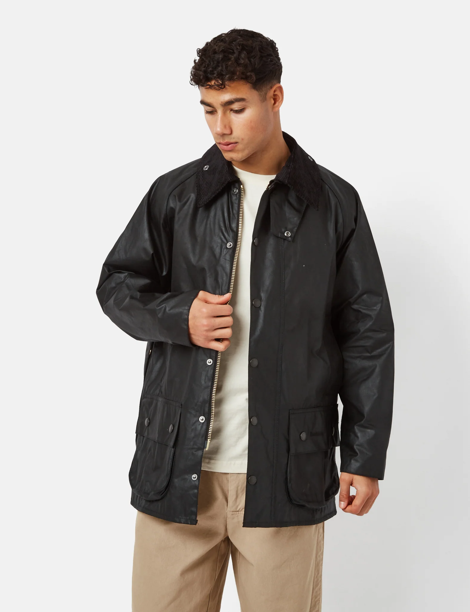 Barbour Beaufort Wax Jacket - Black - Image 3