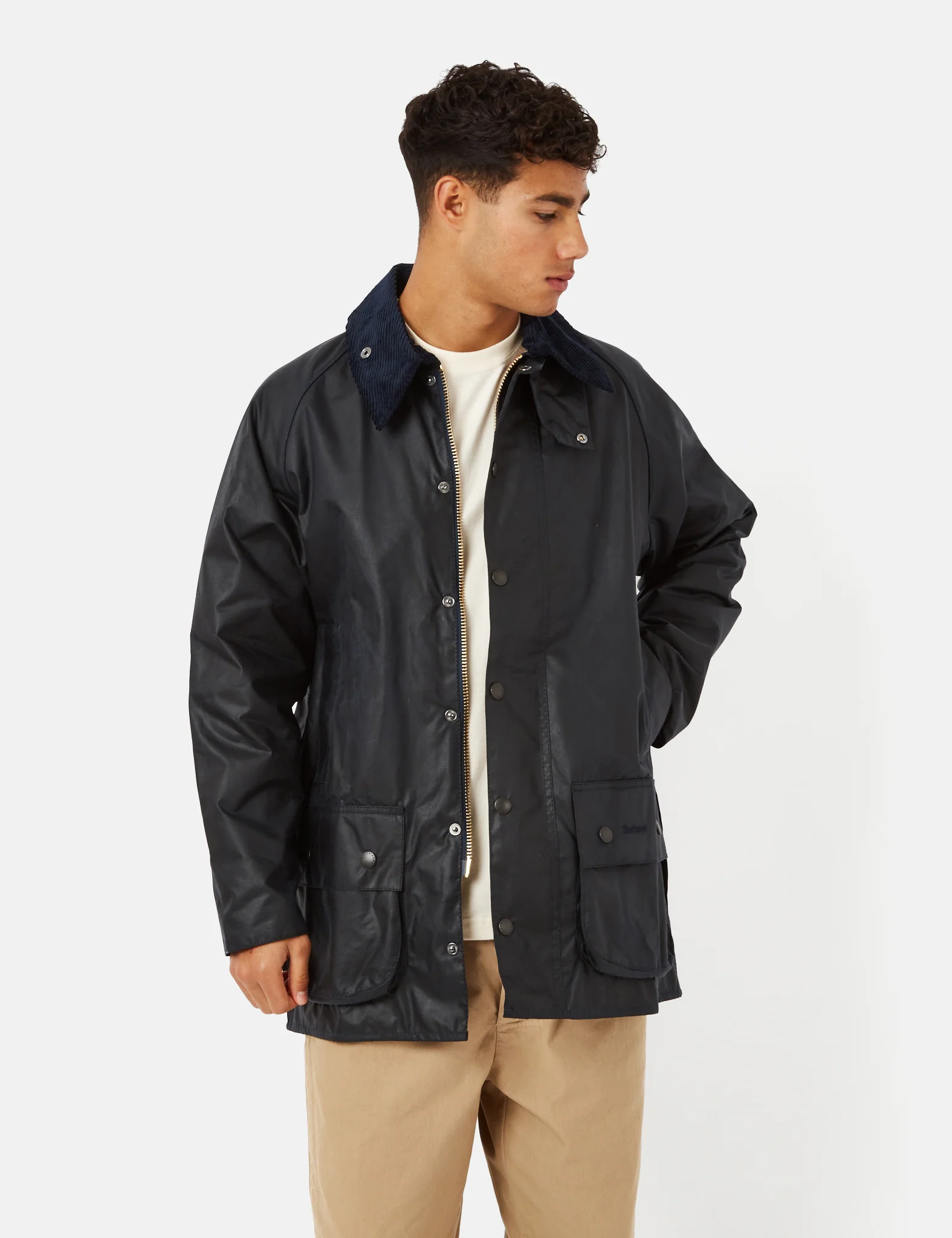Barbour Beaufort Wax Jacket - Navy Blue - Image 3