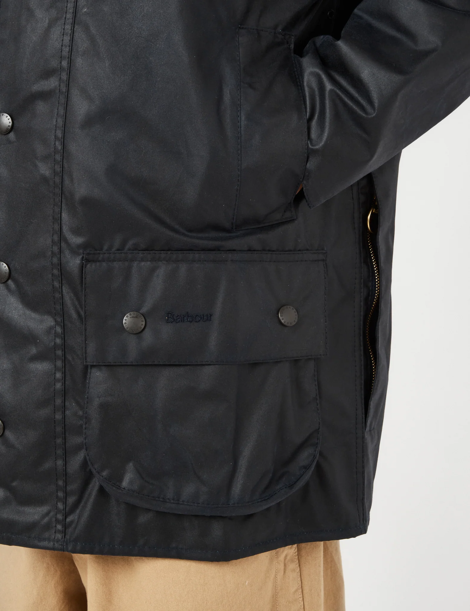Barbour Beaufort Wax Jacket - Navy Blue - Image 4
