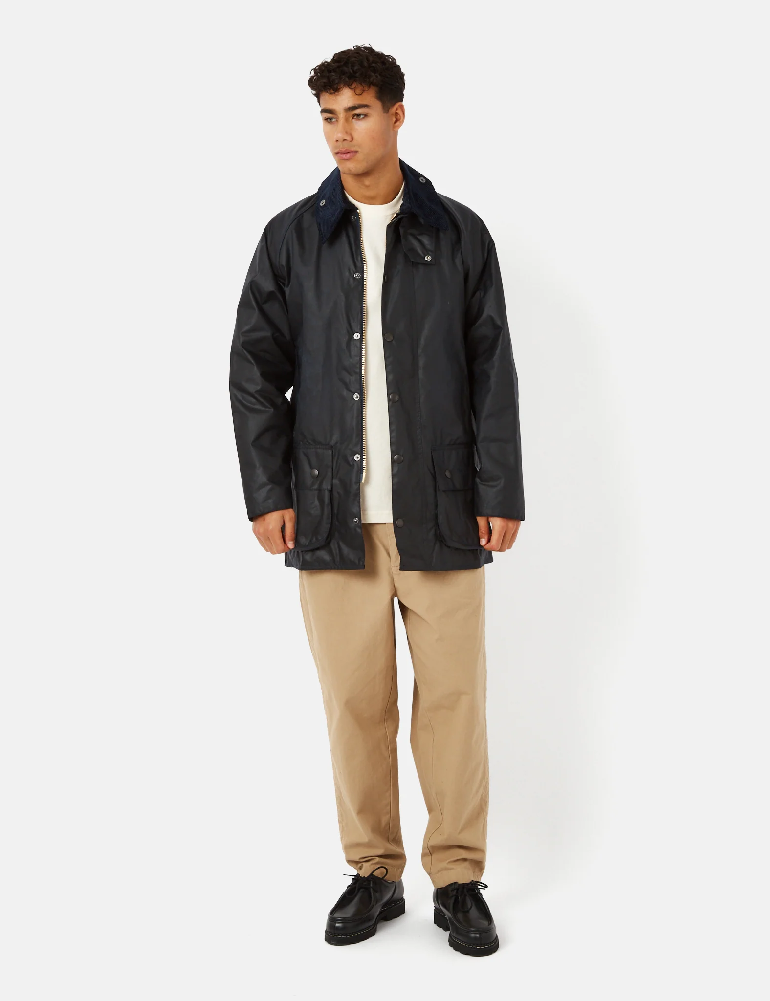 Barbour Beaufort Wax Jacket - Navy Blue - Image 5