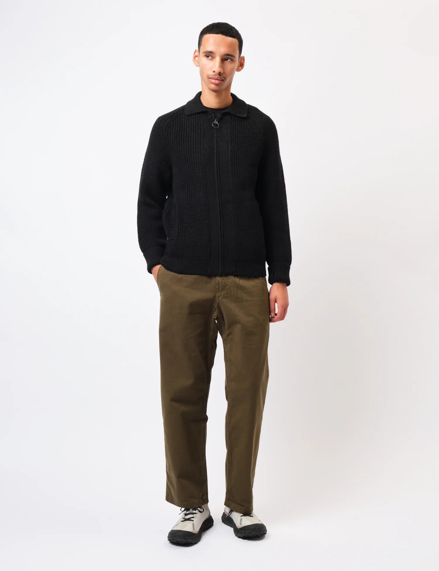 Barbour Garthman Knitted Zip Through Sweater - Black - Image 3