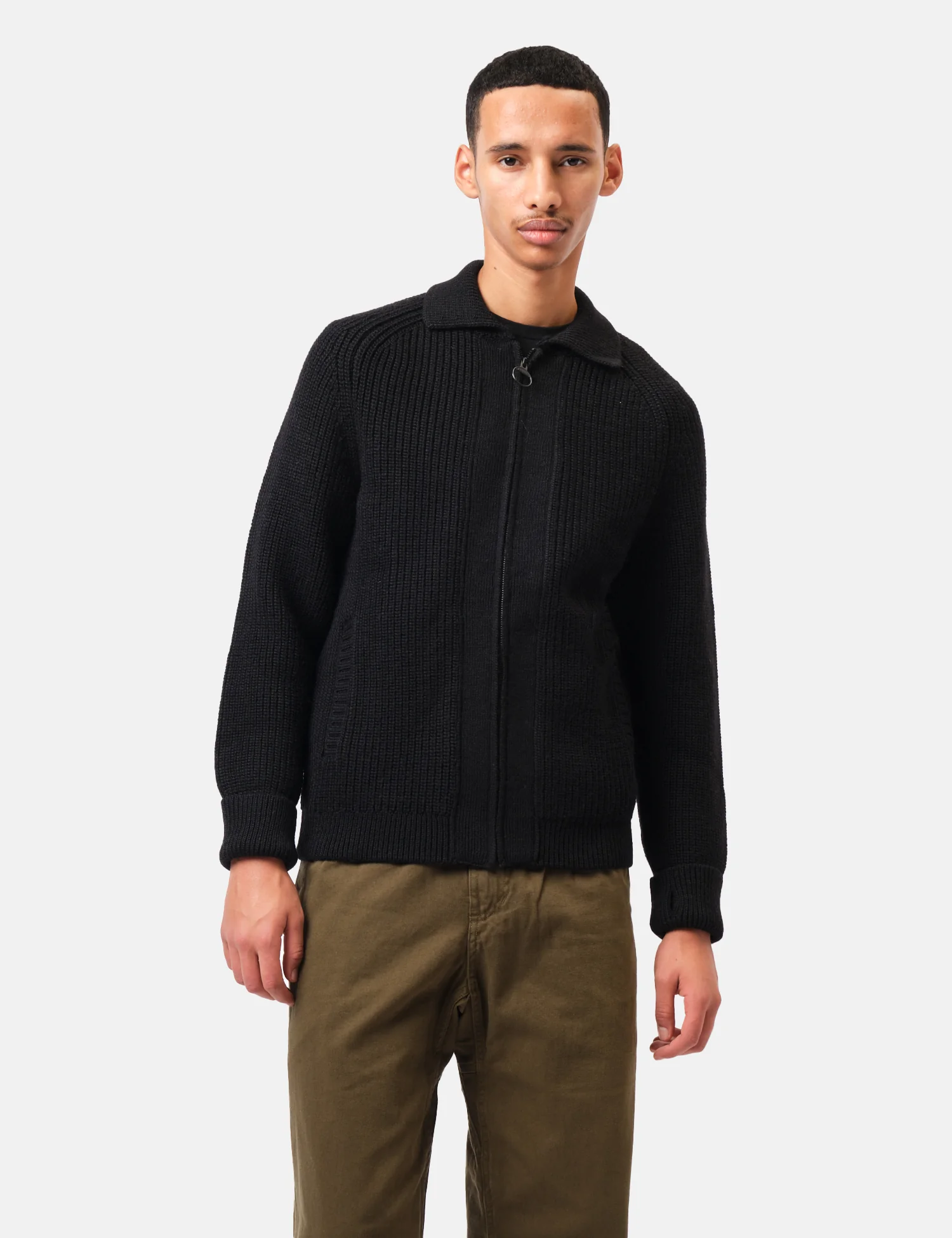 Barbour Garthman Knitted Zip Through Sweater - Black - Image 4