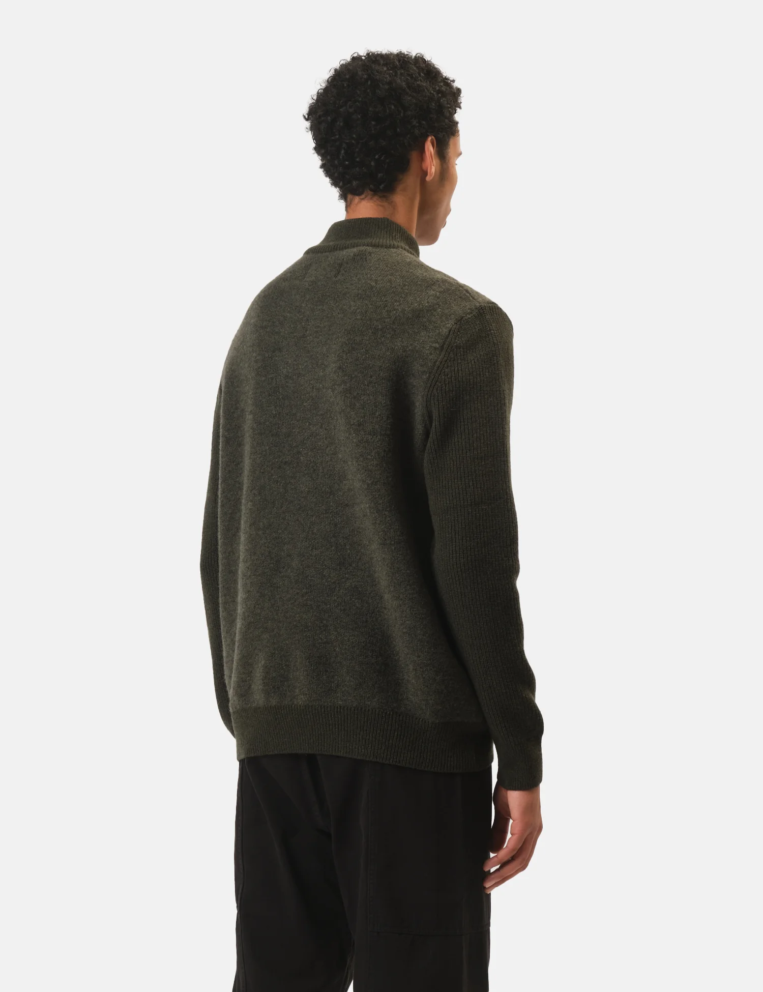 Barbour Milburn Half Zip Knitted Jumper - Dark Olive Green - Image 5