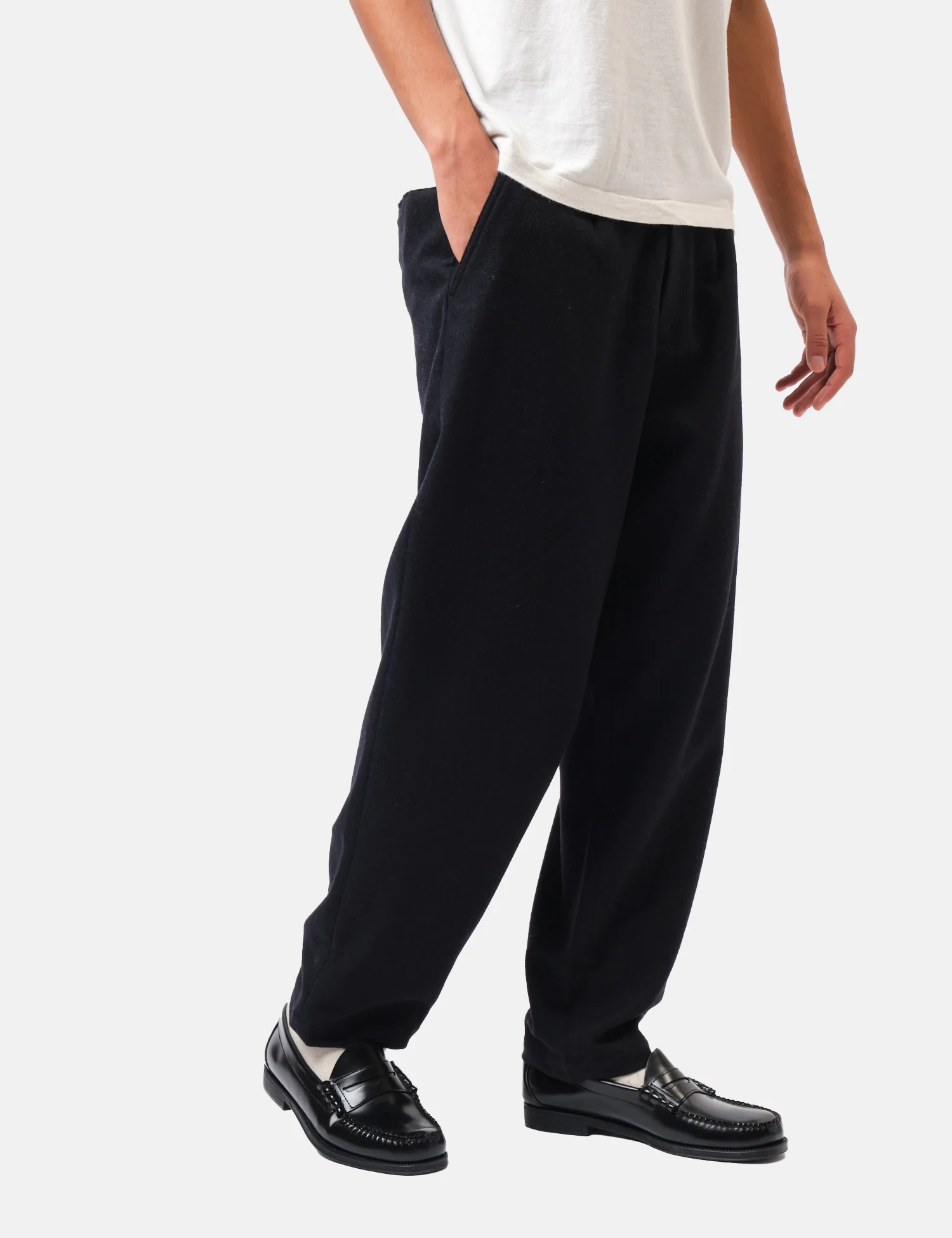 Barbour Wool Blend Relaxed Trousers - Navy Blue - Image 3