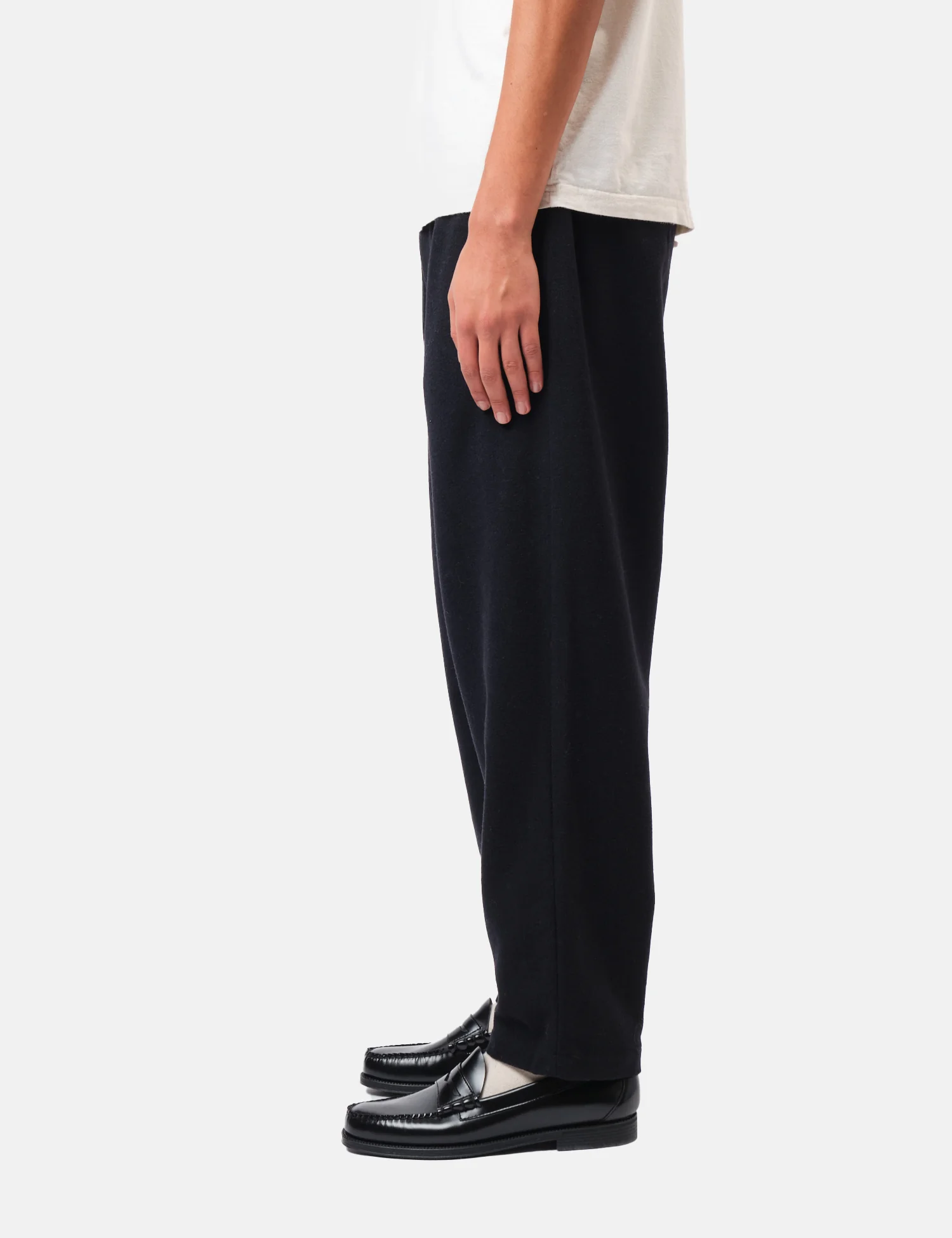 Barbour Wool Blend Relaxed Trousers - Navy Blue - Image 4