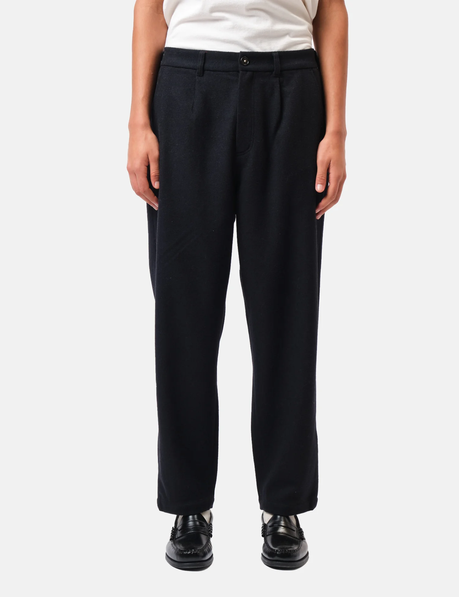 Barbour Wool Blend Relaxed Trousers - Navy Blue - Image 6