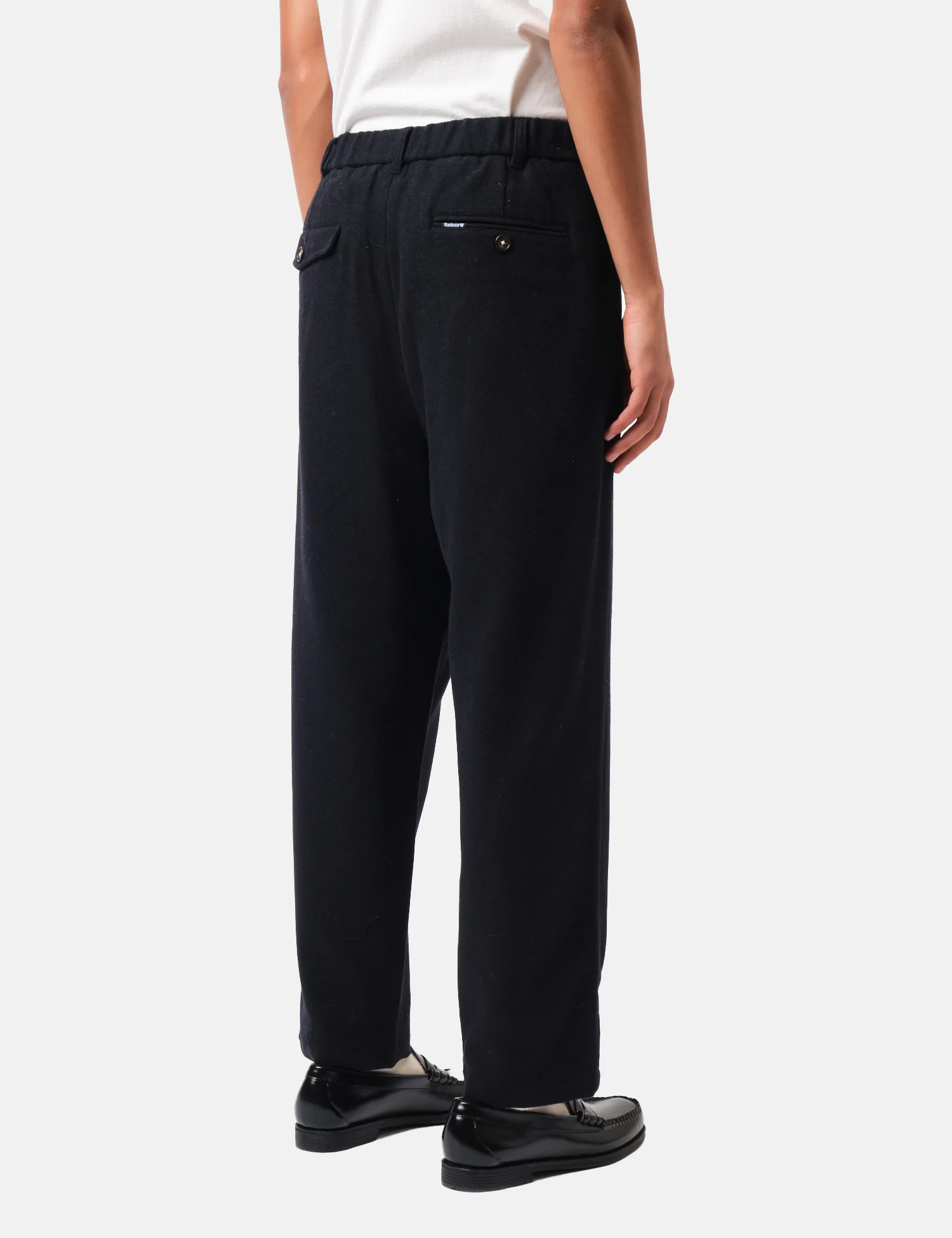 Barbour Wool Blend Relaxed Trousers - Navy Blue - Image 7