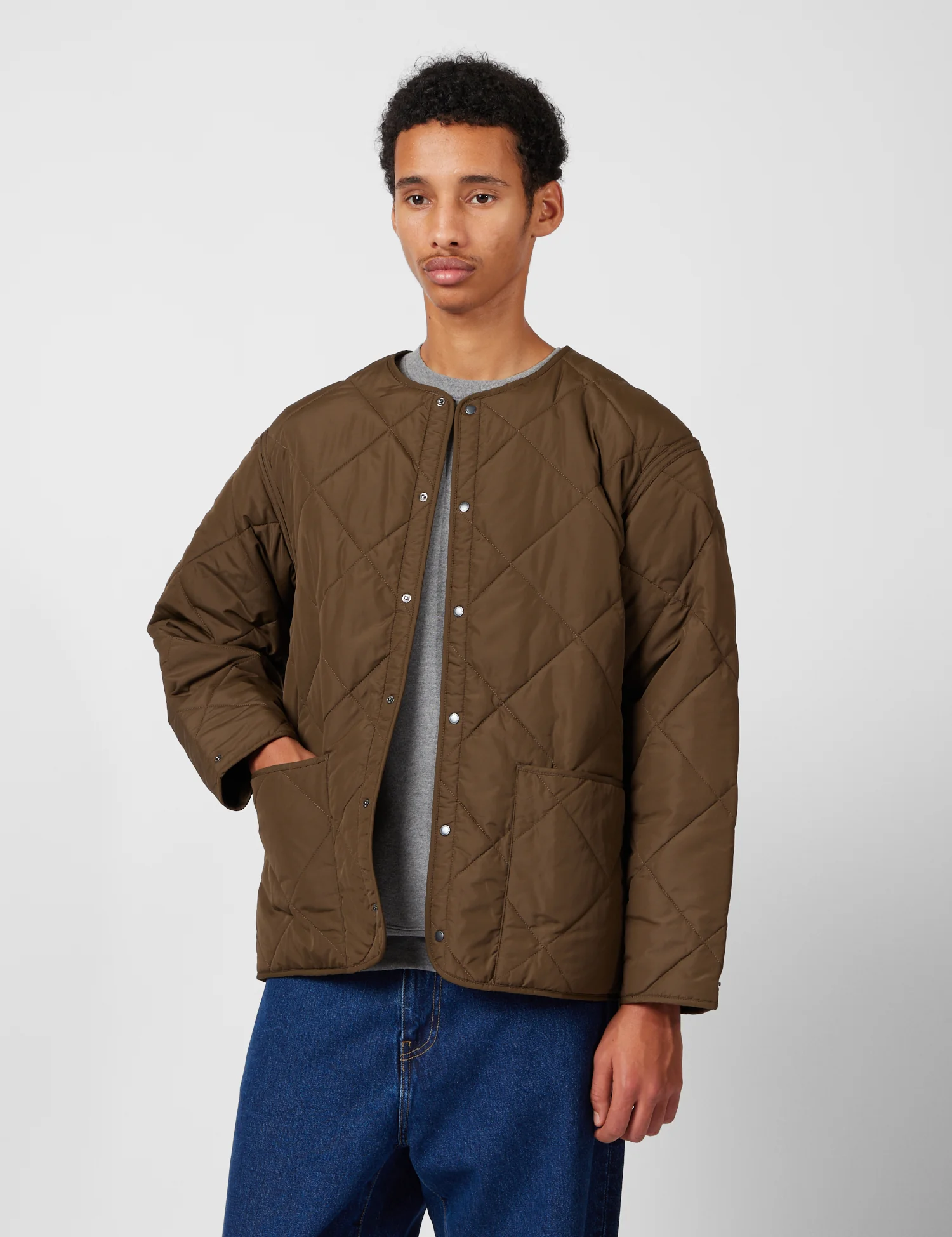 Barbour x Kaptain Sunshine Quilted Liner Jacket - Khaki Brown - Image 4