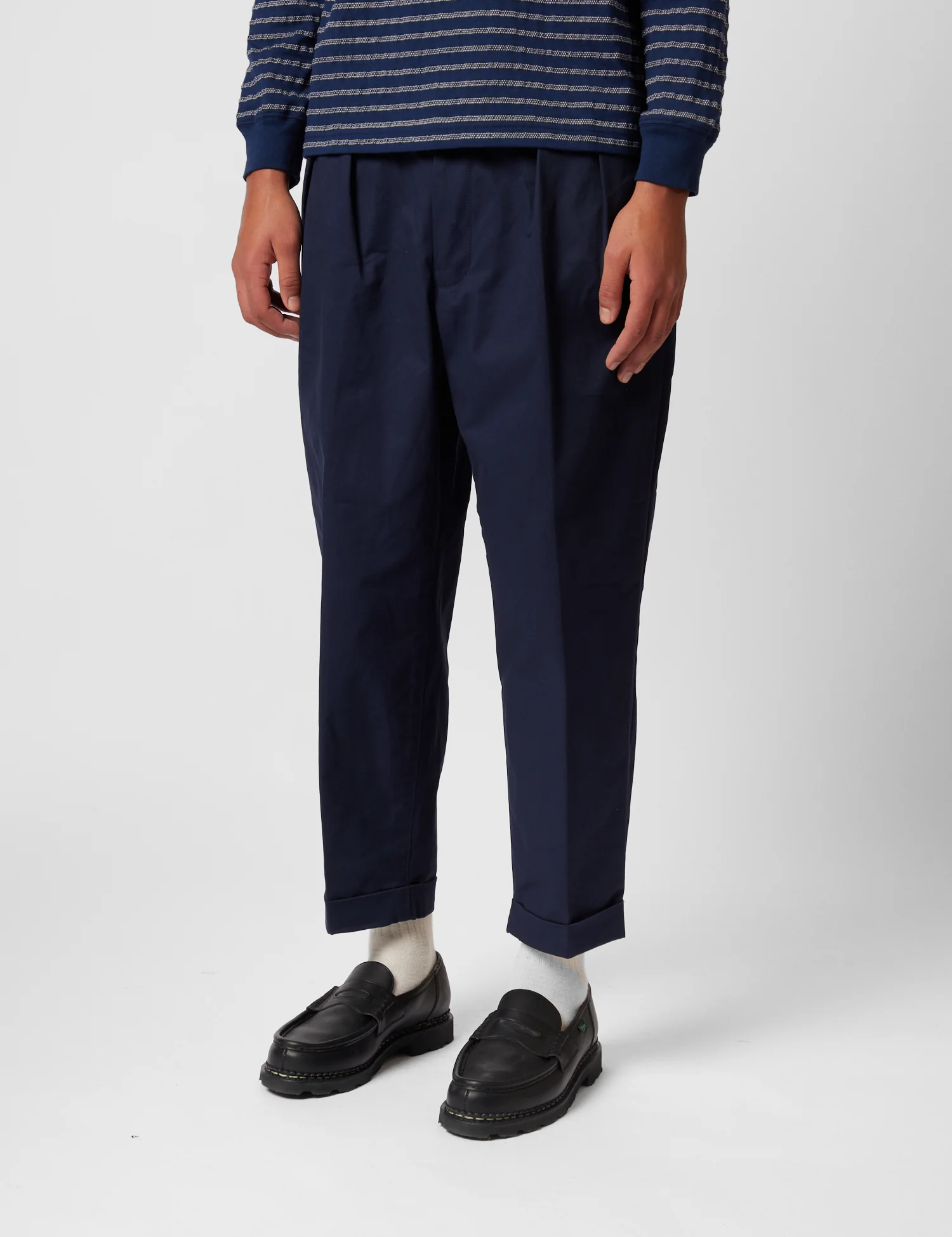 Beams Plus 2 Pleat Twill Pants - Dark Navy Blue - Image 5