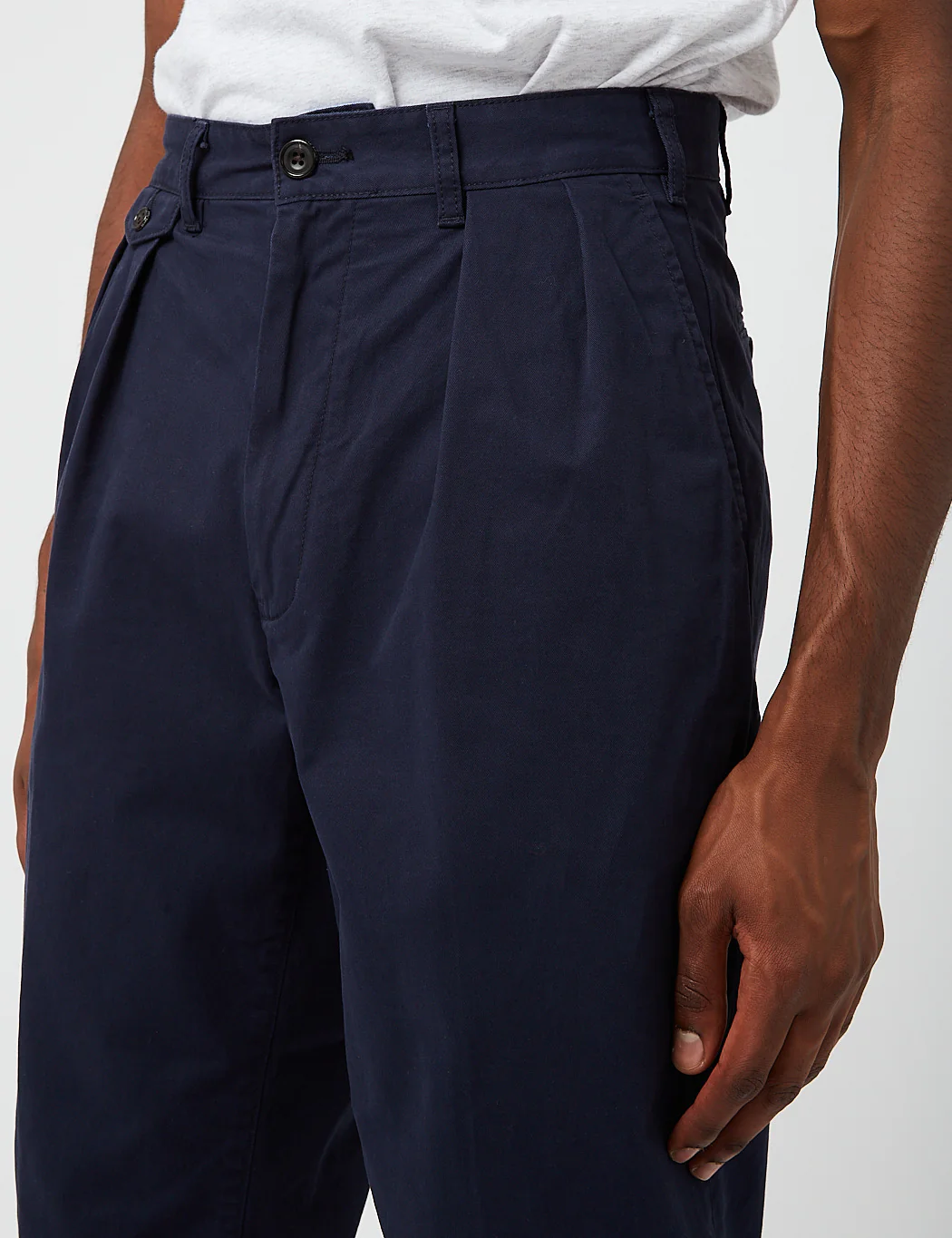 Beams Plus 2 Pleat Twill Pants - Dark Navy Blue - Image 9