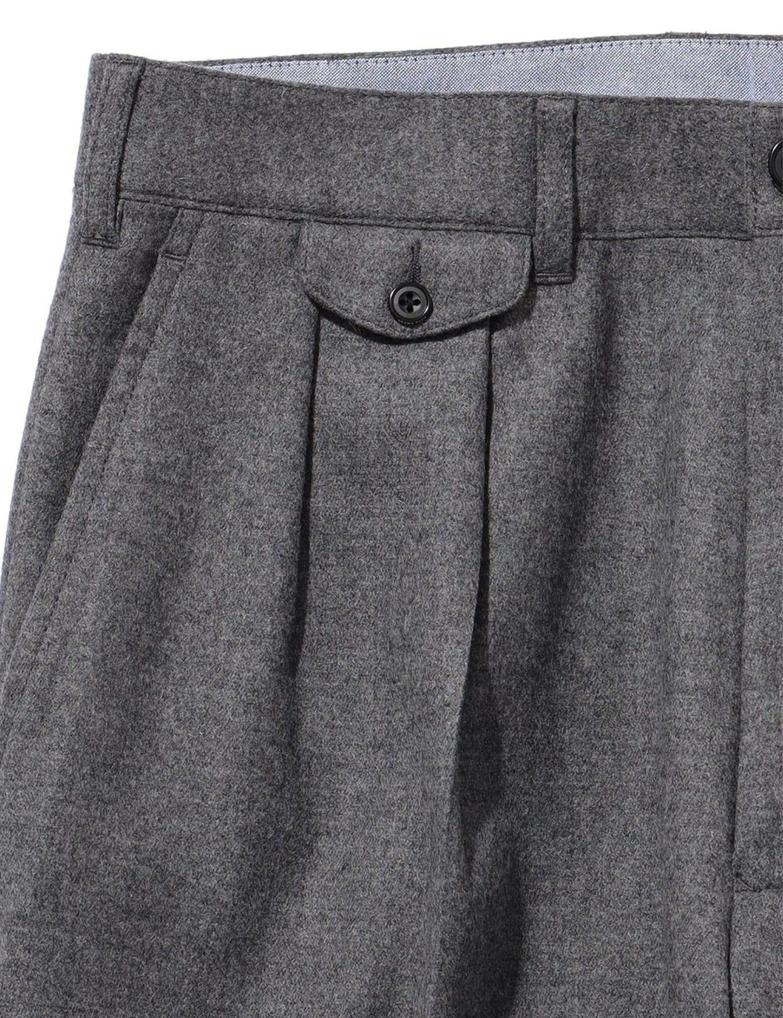 Beams Plus 2 Pleats Tapered Flannel - Grey - Image 8