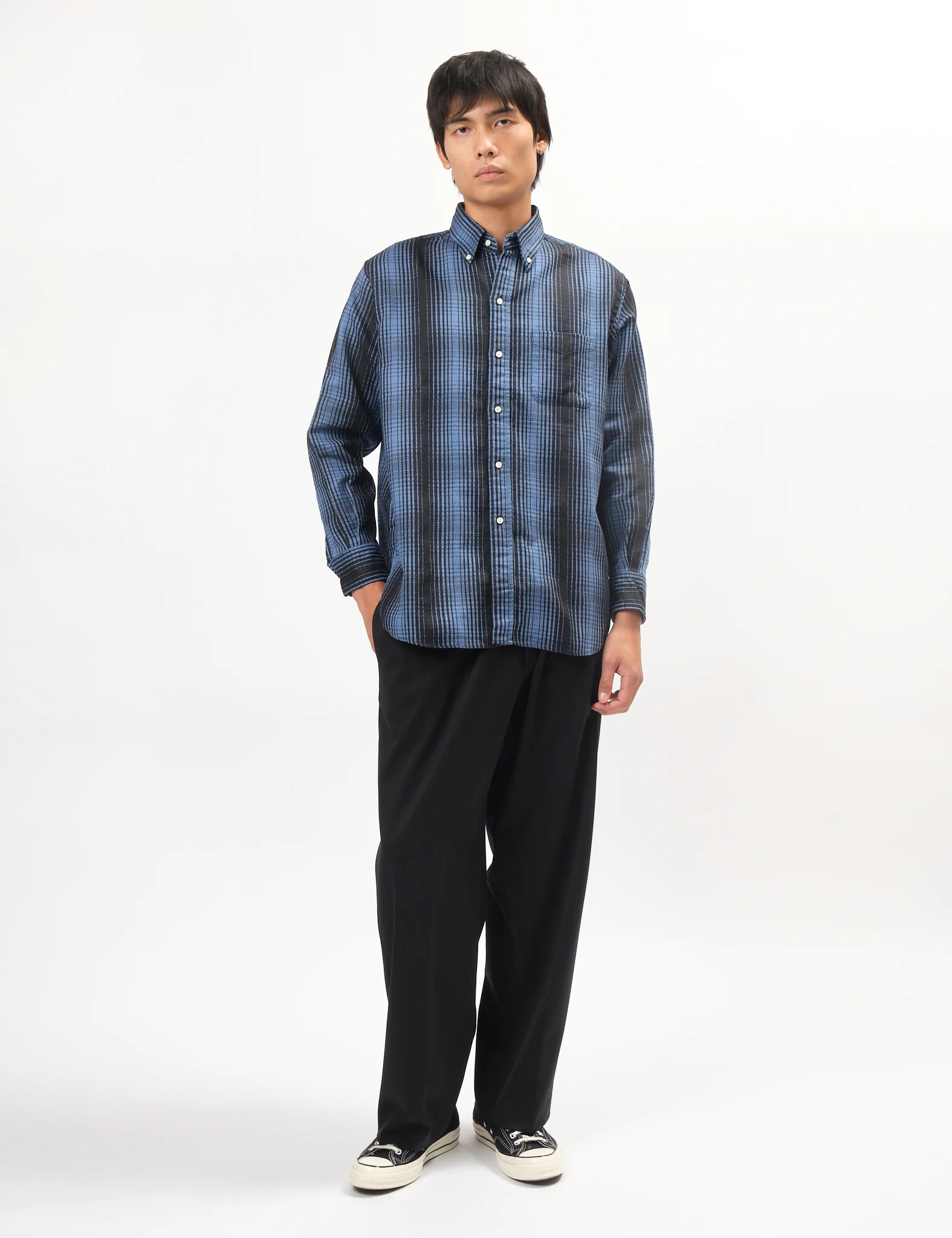 Beams Plus B.D. Check Print Flannel Shirt - Blue - Image 3
