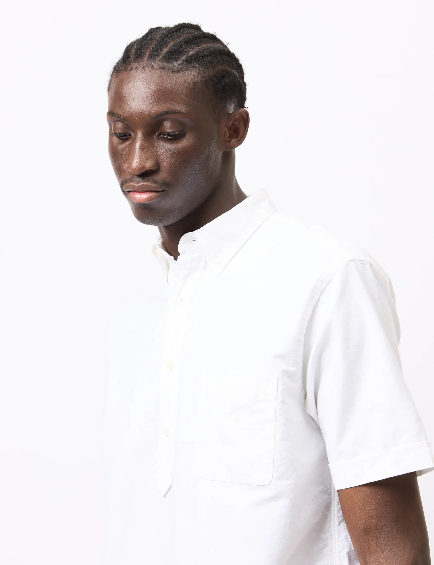 Beams Plus B.D. Pullover Short Sleeve Oxford Shirt - White - Image 2