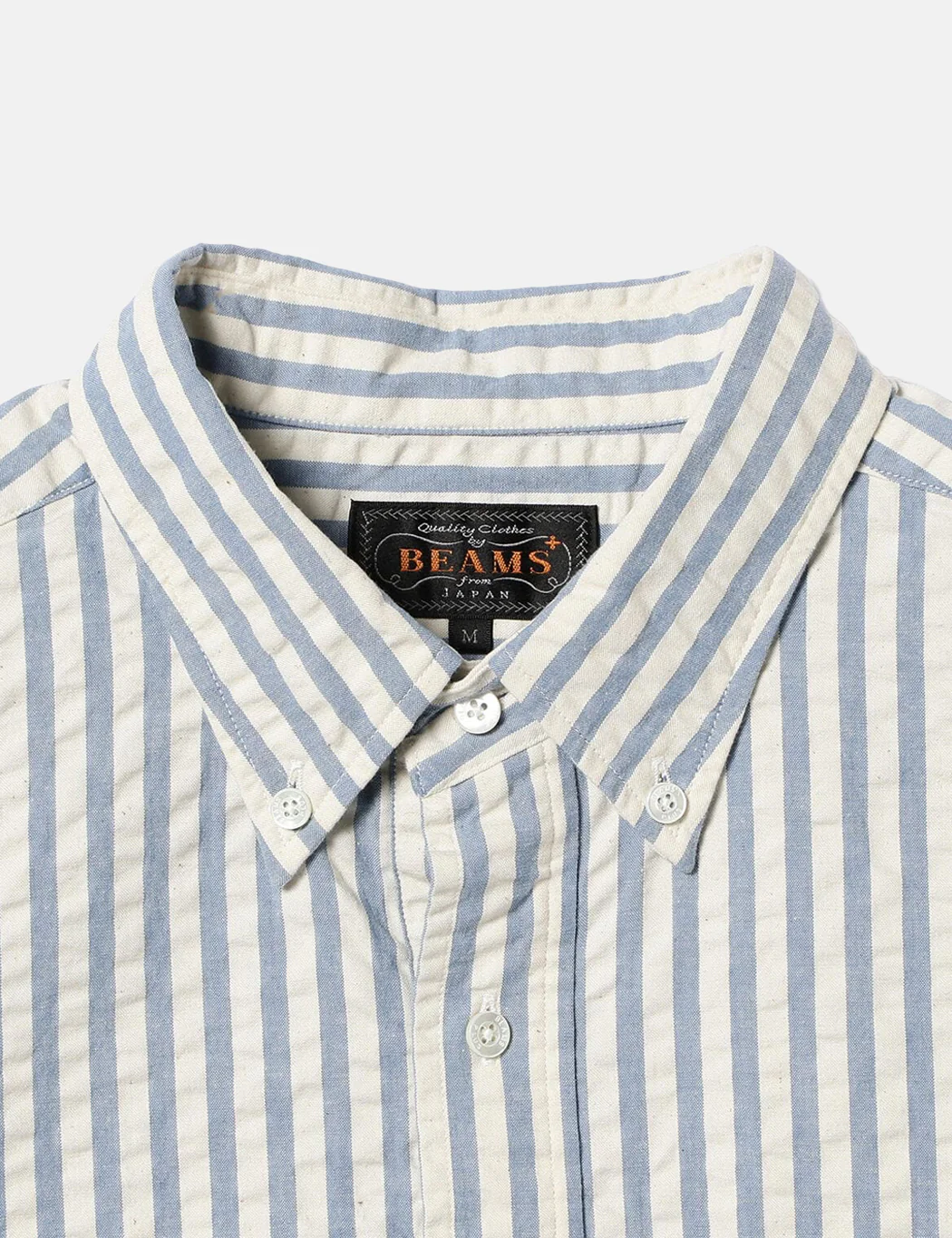 Beams Plus B.D Short Sleeve Pullover Shirt (Seersucker) - Indigo Blue - Image 2