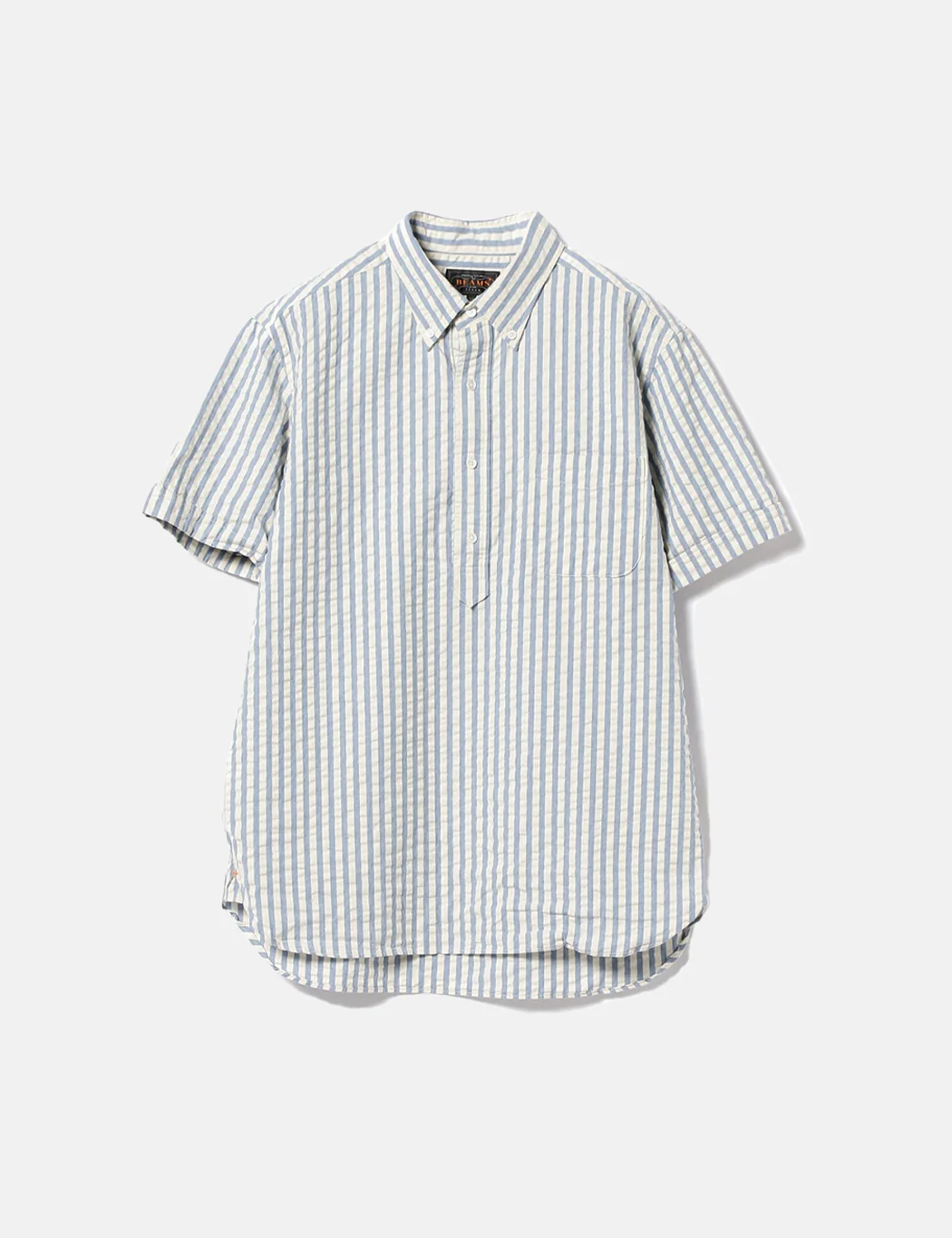 Beams Plus B.D Short Sleeve Pullover Shirt (Seersucker) - Indigo Blue - Image 3