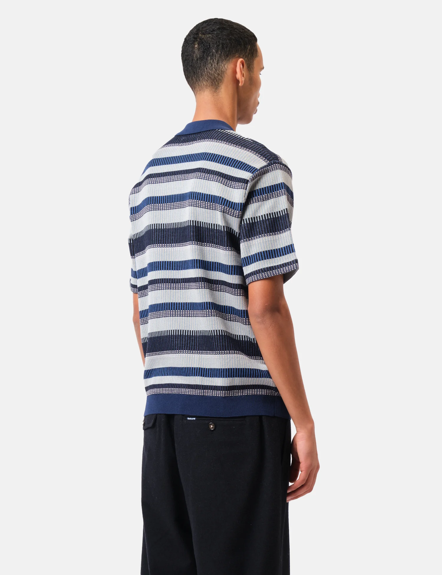 Beams Plus Half Zip Knit Polo Shirt - Navy Blue - Image 4