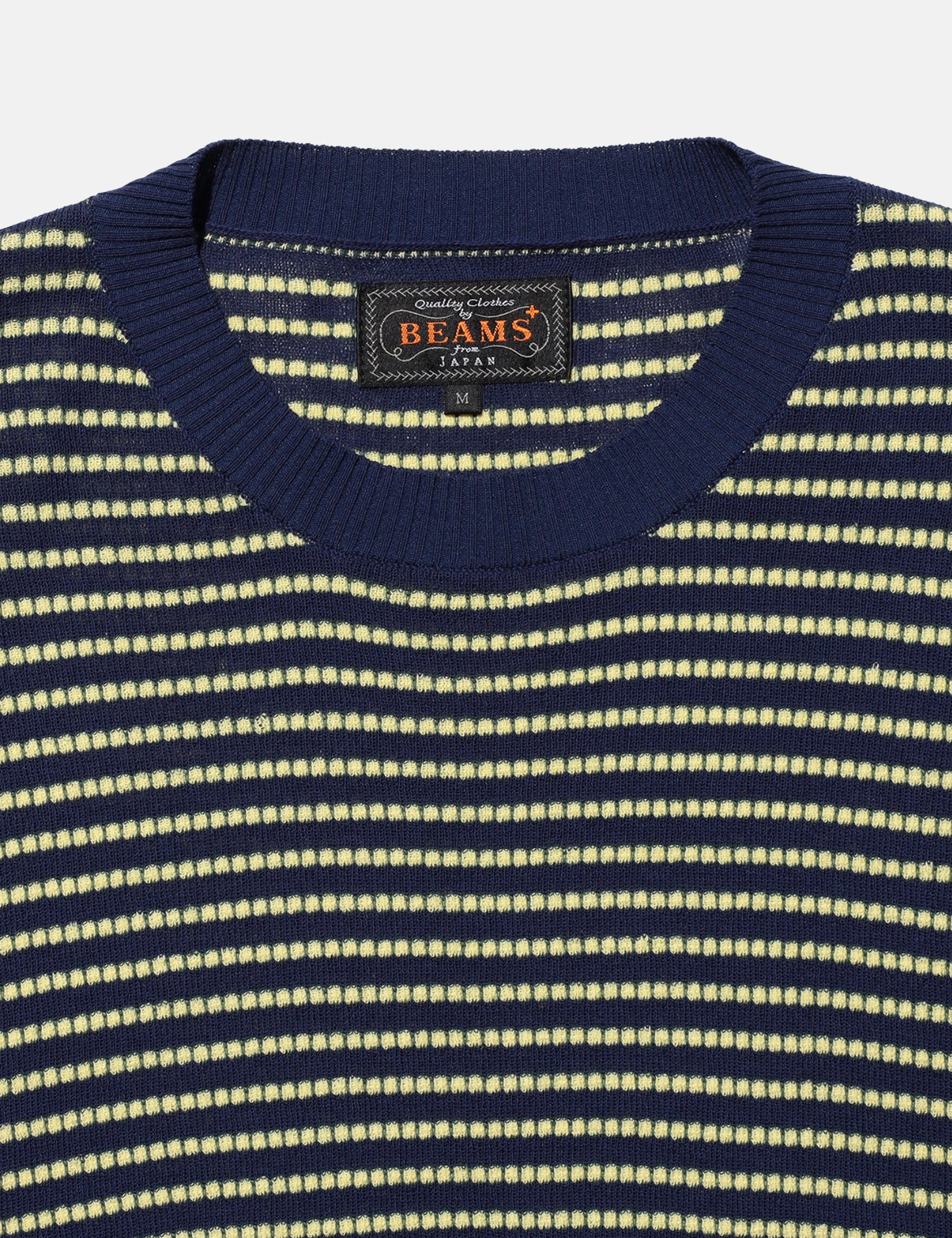 Beams Plus Knit Jacquard T-Shirt (Dot Pattern) - Navy Blue - Image 2
