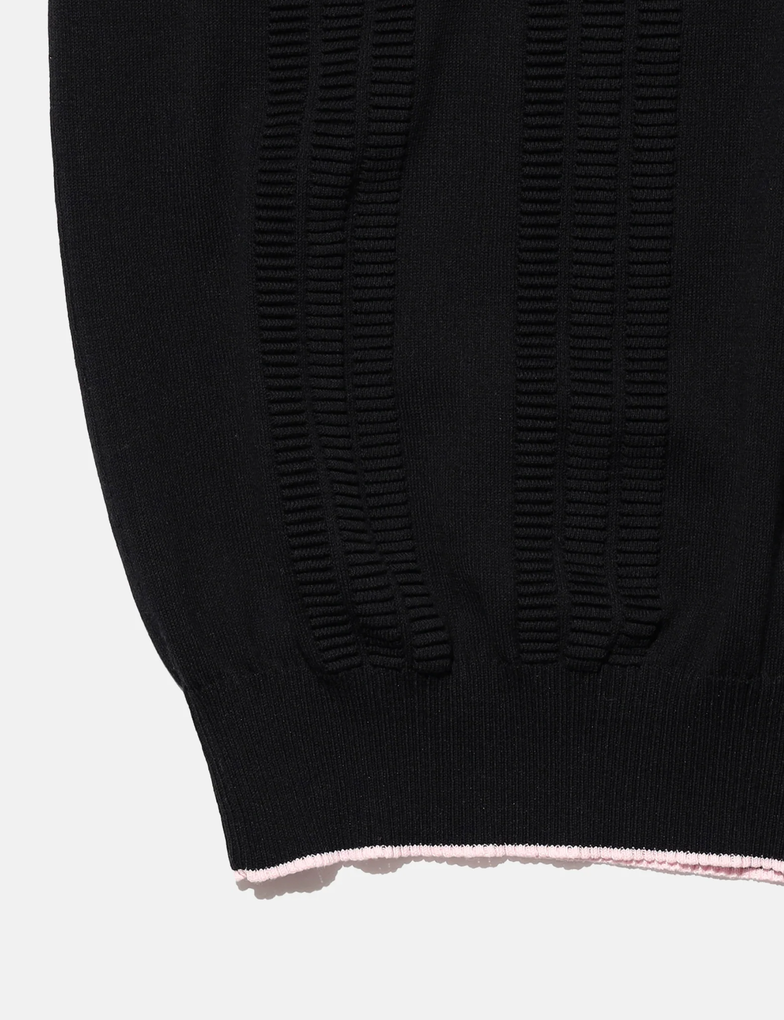 Beams Plus Knit Polo (Jacquard Raised Pattern) - Black - Image 4