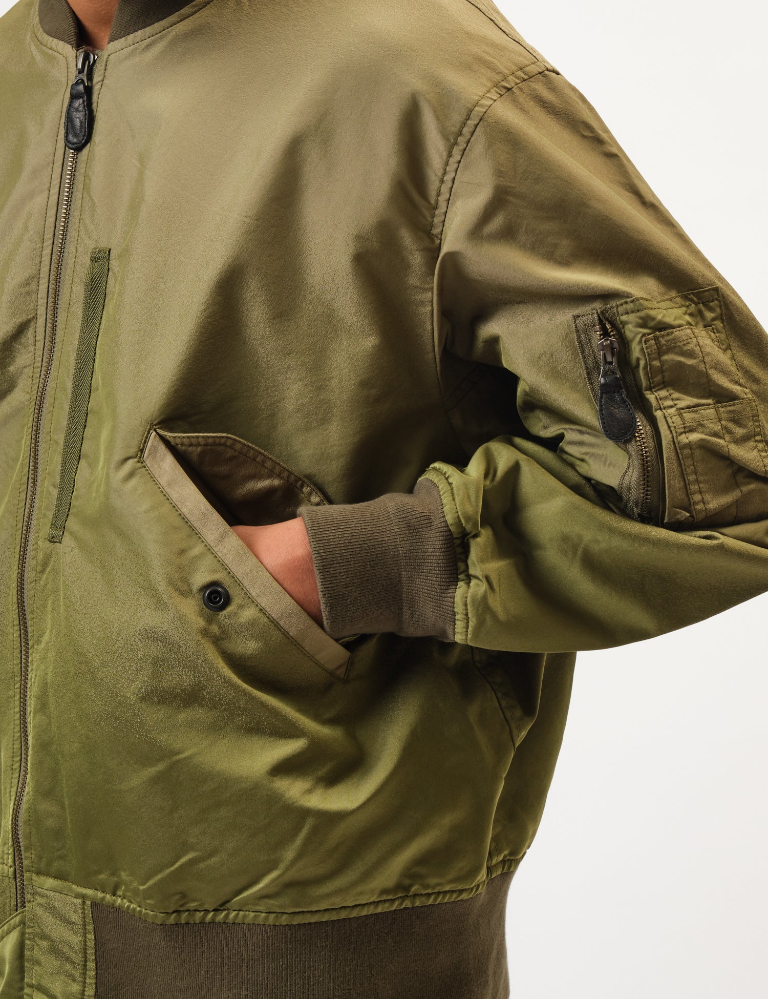 Beams Plus MIL Flight Jacket Iridescent Twill - Olive Green - Image 2