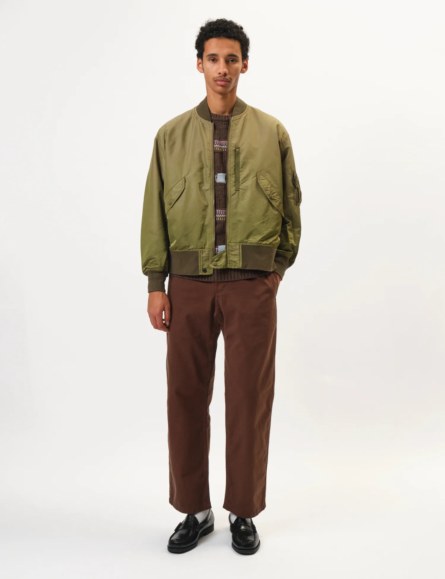 Beams Plus MIL Flight Jacket Iridescent Twill - Olive Green - Image 3