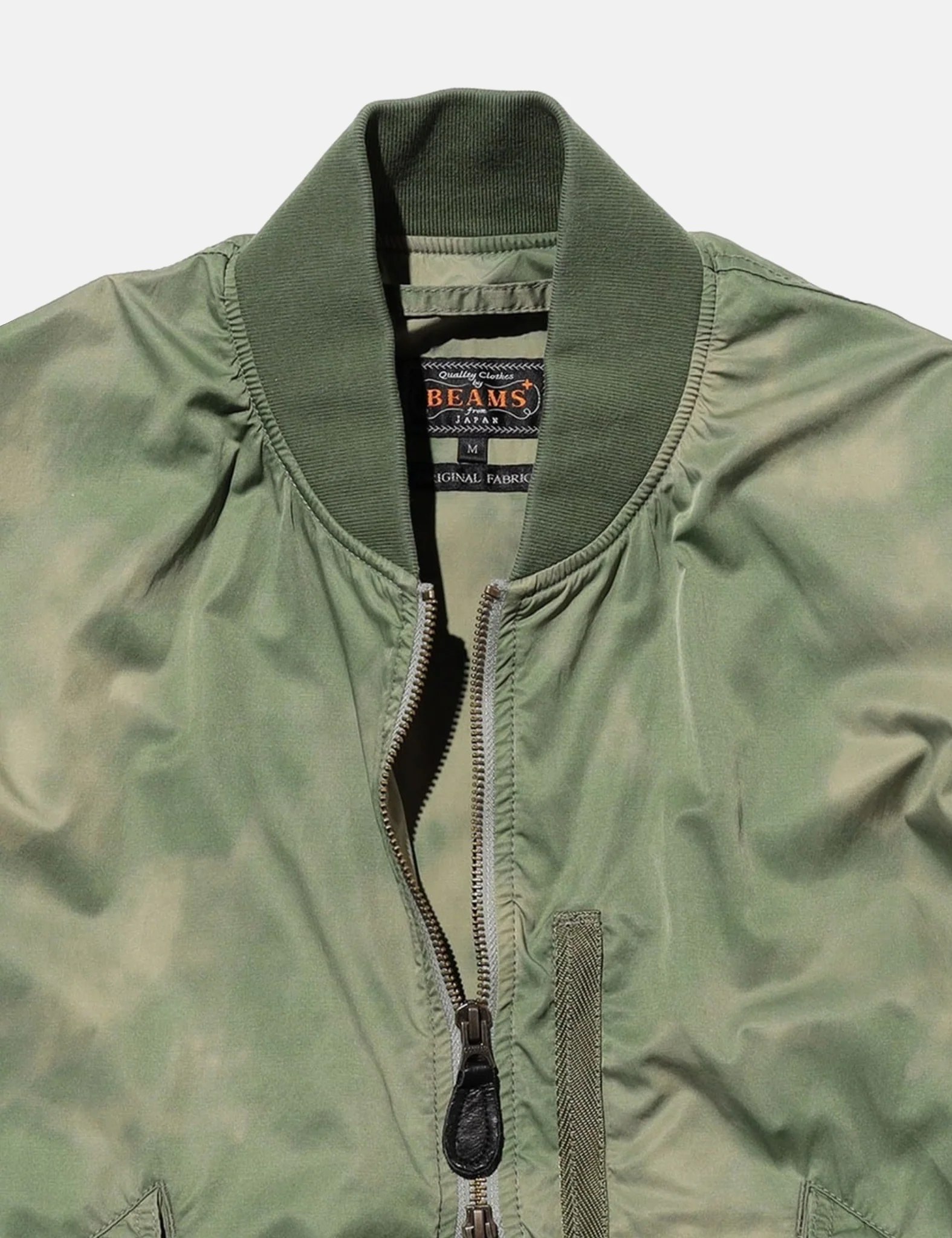 Beams Plus MIL Flight Jacket (NYCO Twill Pigment Print) - Sage Green - Image 2