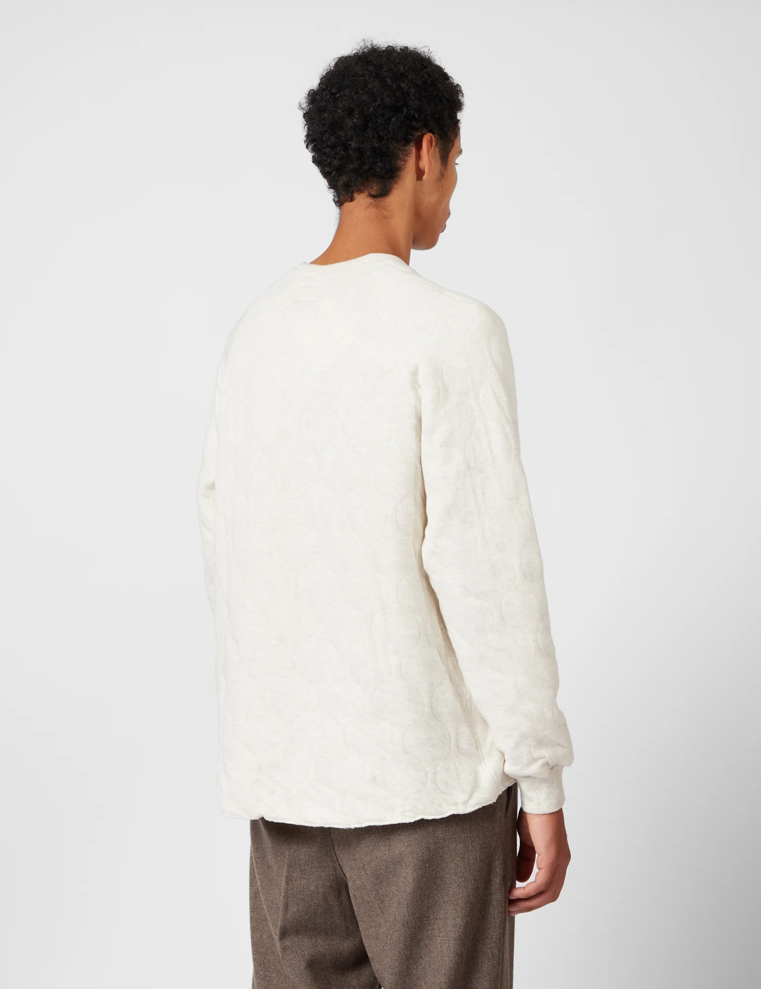 Beams Plus MIL Quilt Crew Sweatshirt - Oatmeal - Image 4
