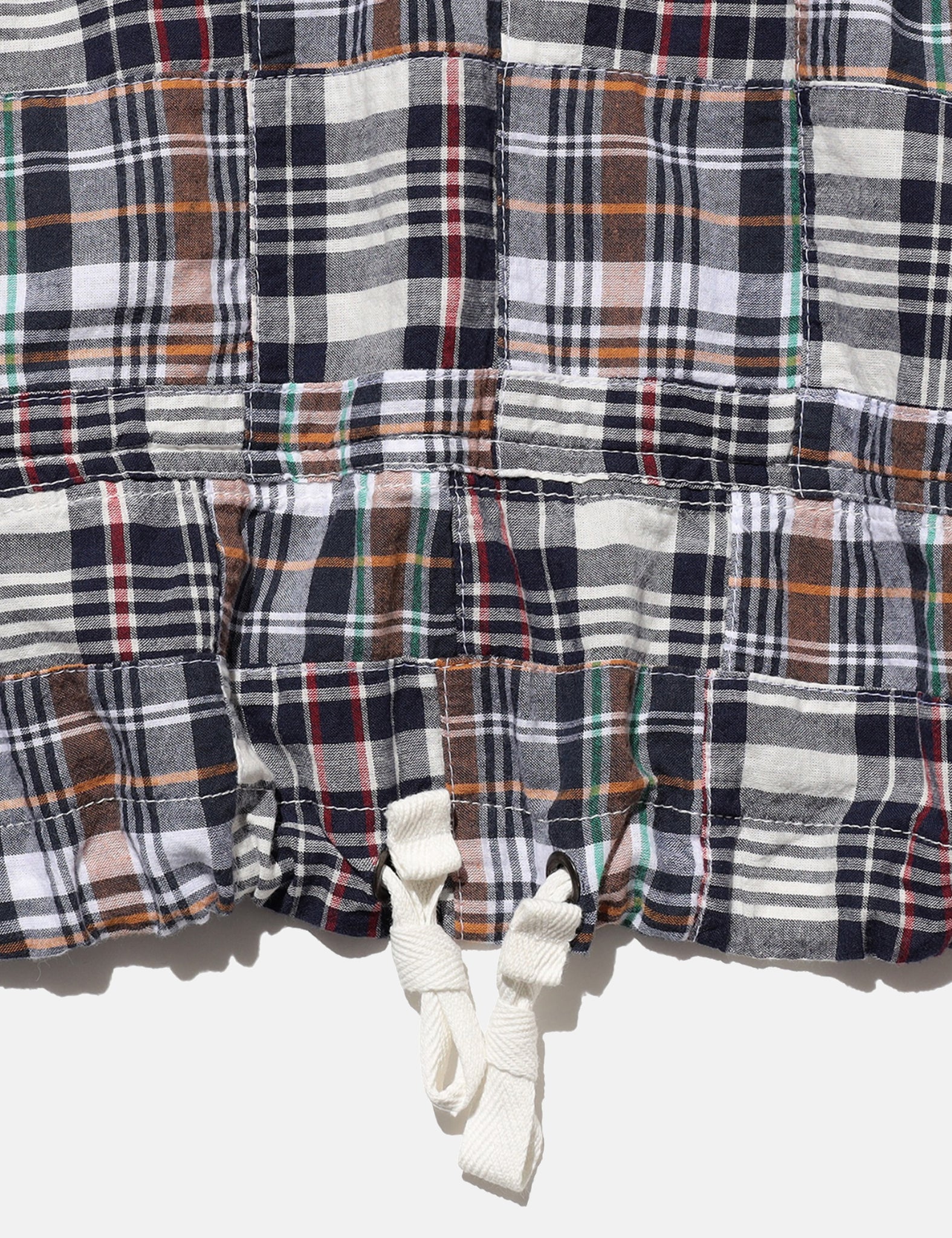 Beams Plus MIL Smock Jacket (Patchwork Madras) - Navy Blue - Image 3