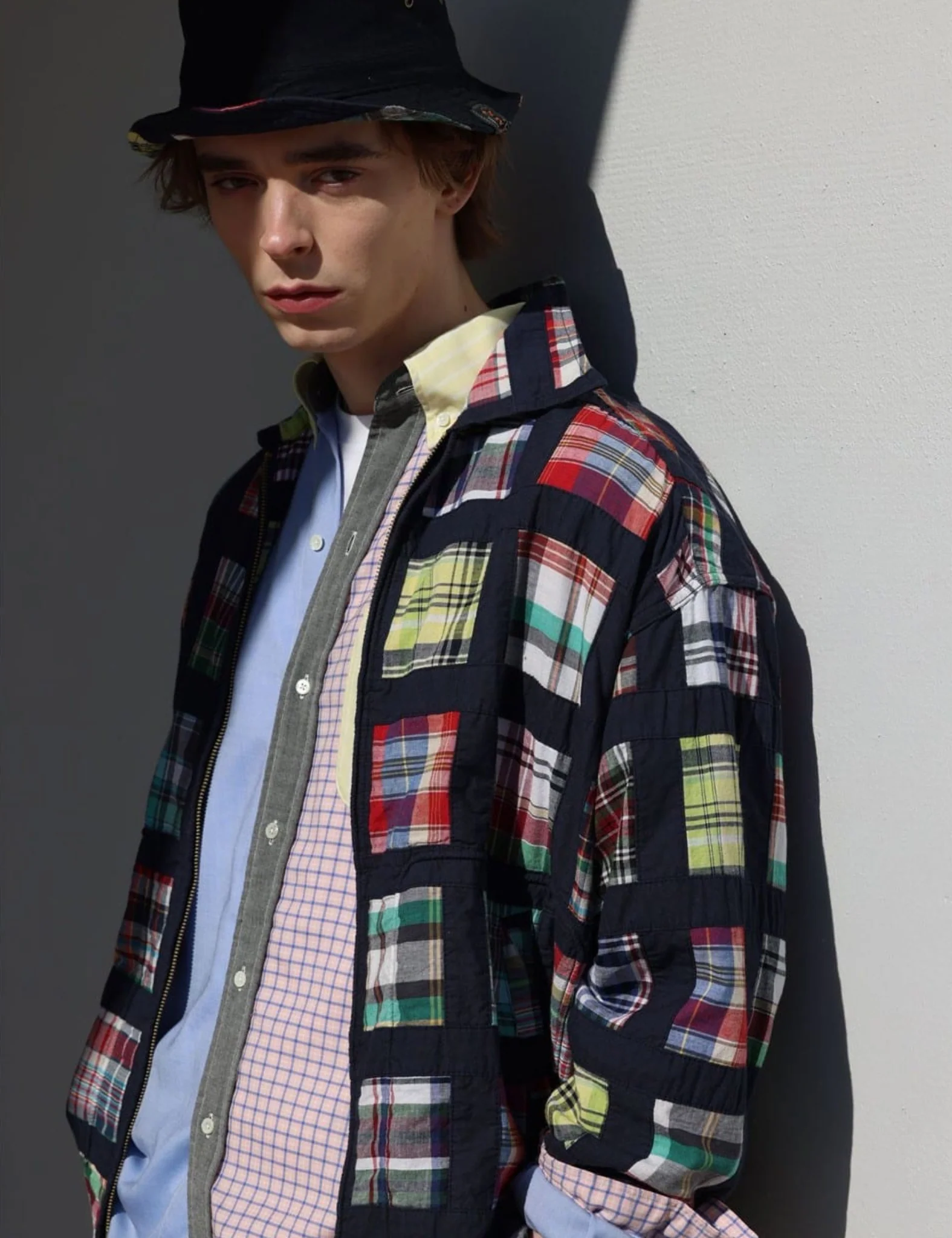 Beams Plus Short Window Jacket (Patchwork Madras) - Navy Blue - Image 2