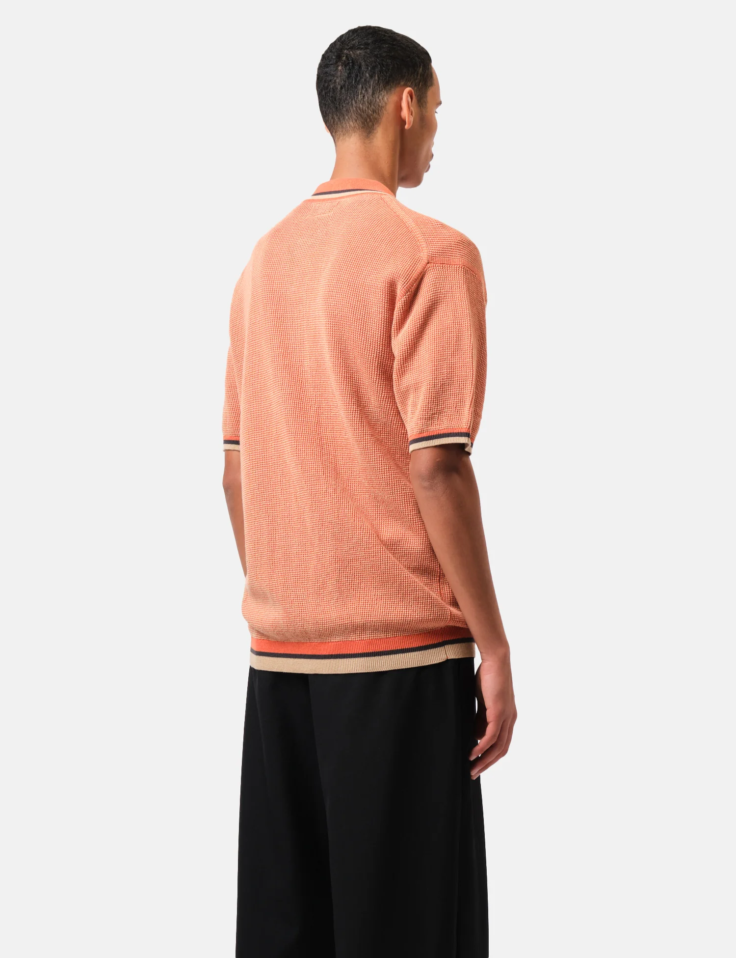 Beams Plus Zip Knit Polo Shirt - Orange - Image 4