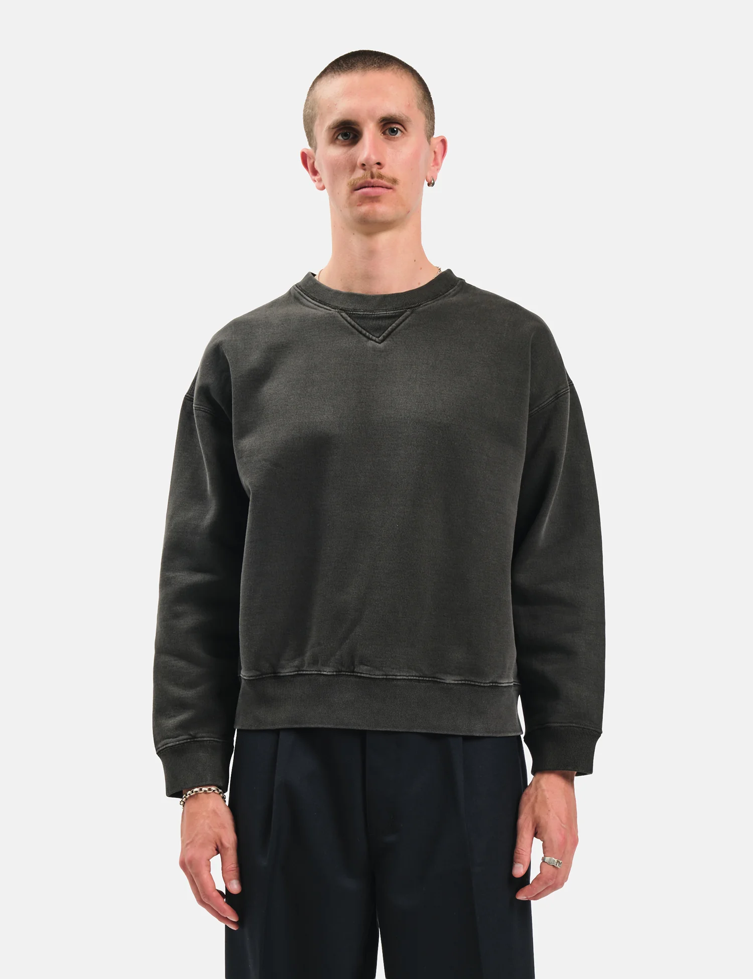 Bhode Box Crew Sweatshirt - Washed Anthracite
