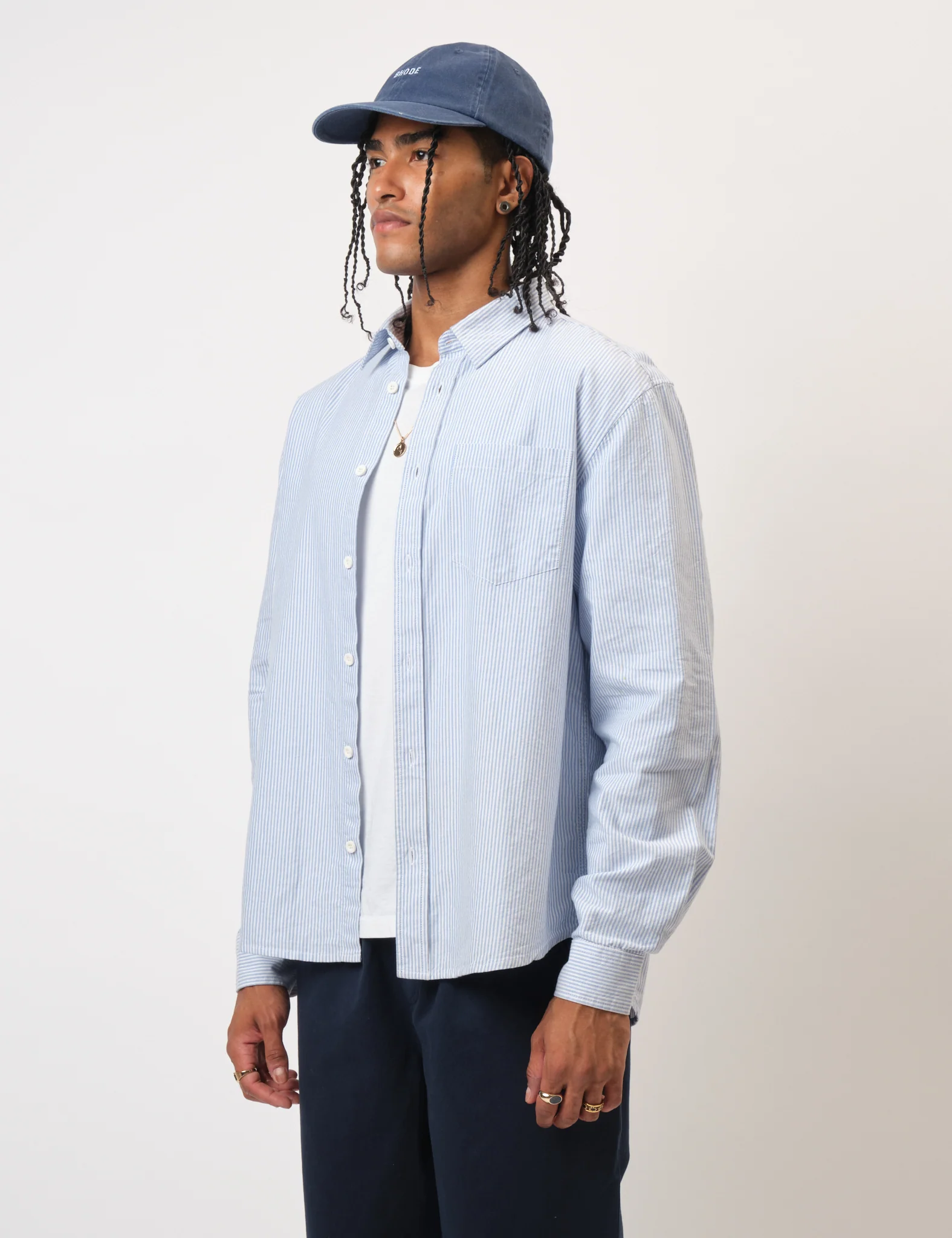 Bhode Box Oxford Shirt - White/Blue - Image 14
