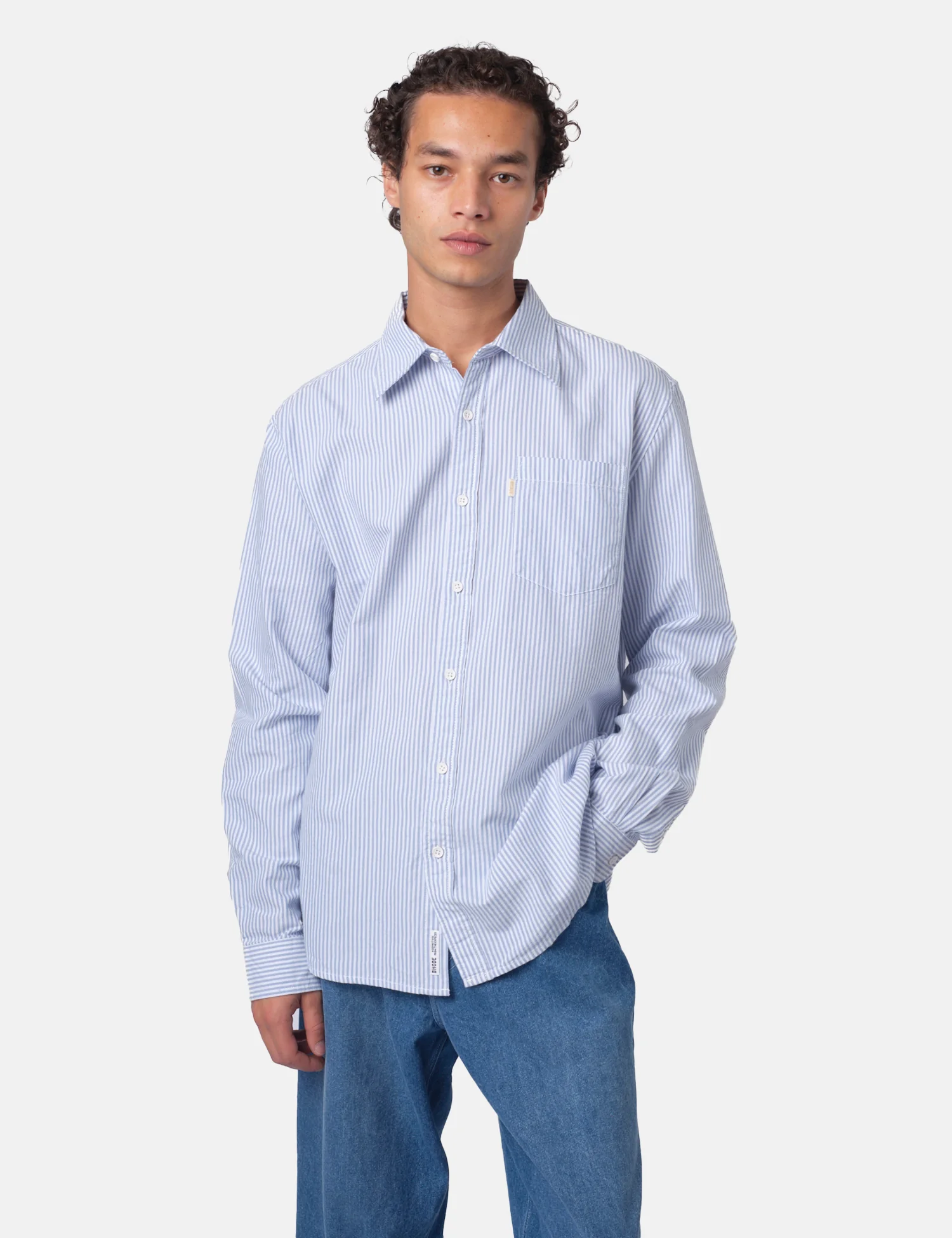 Bhode Box Oxford Shirt - White/Blue - Image 3