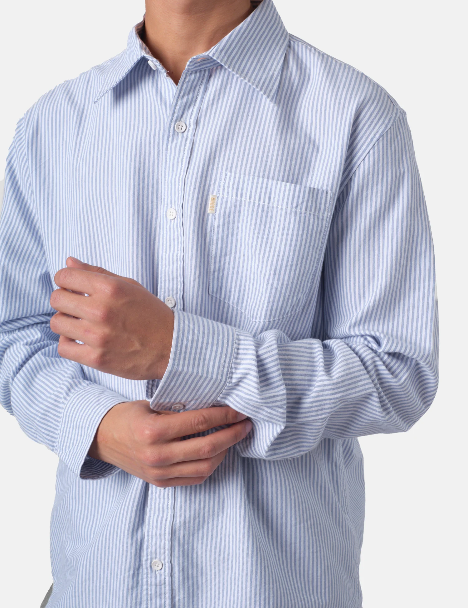 Bhode Box Oxford Shirt - White/Blue - Image 5