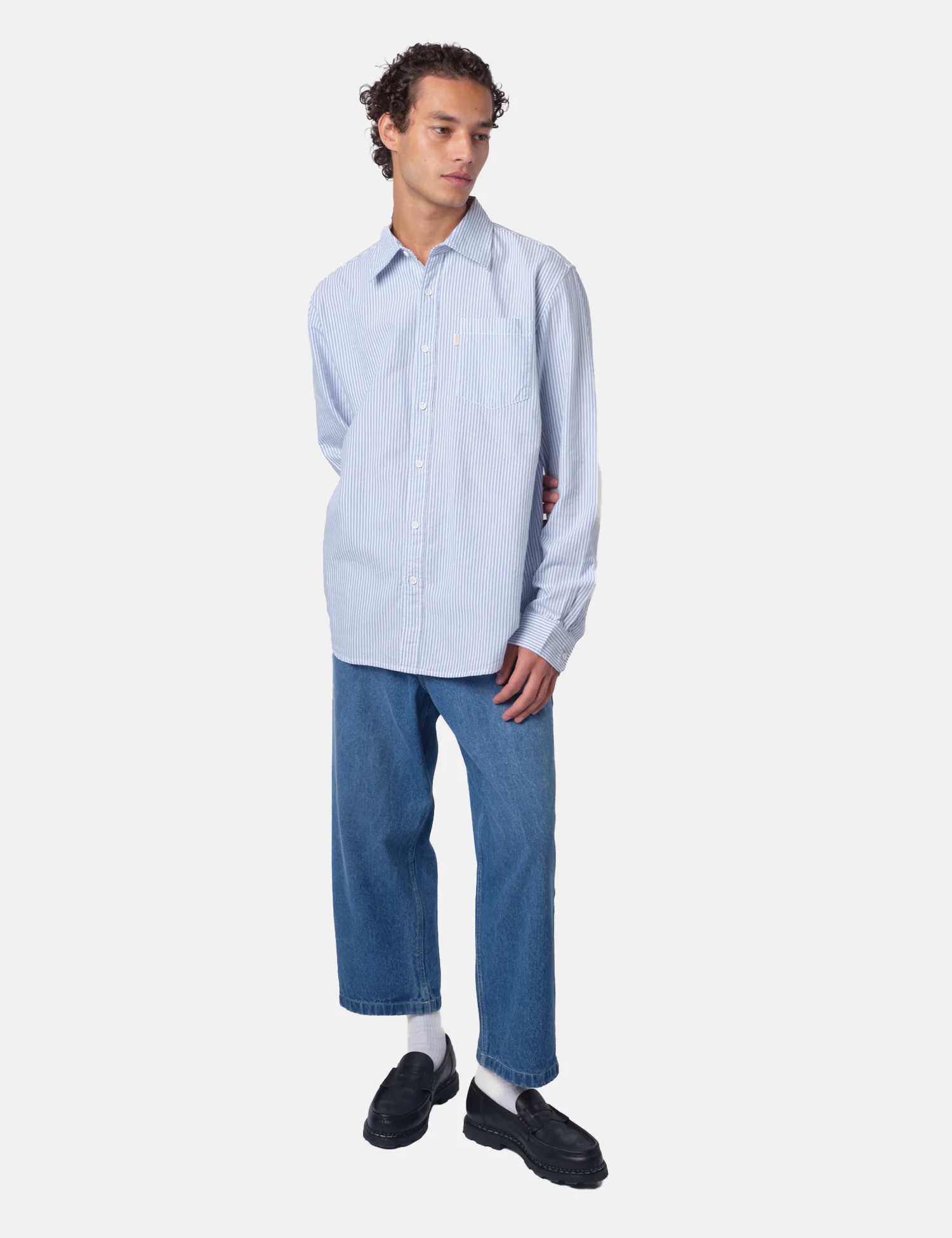 Bhode Box Oxford Shirt - White/Blue - Image 6