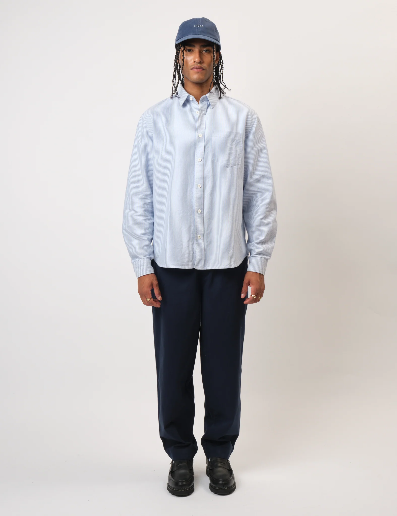 Bhode Box Oxford Shirt - White/Blue - Image 9