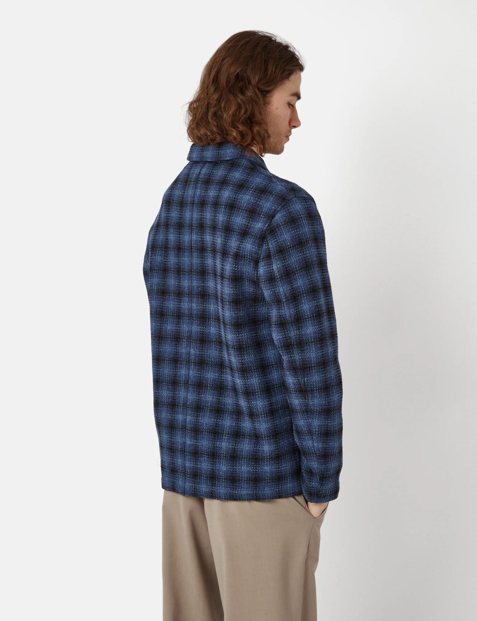 Bhode Chore 3D Check Jacket (Wool) - Blue - Image 4