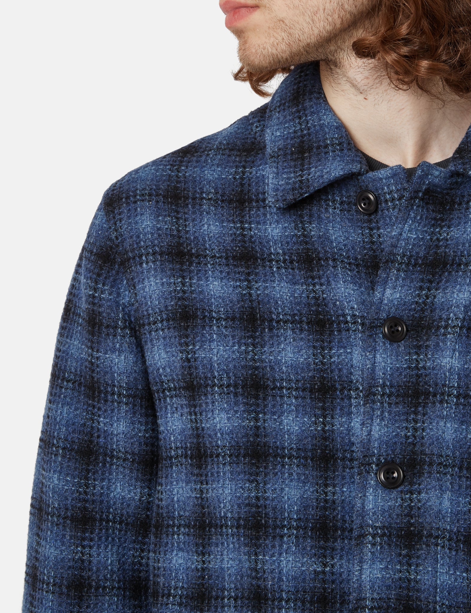 Bhode Chore 3D Check Jacket (Wool) - Blue - Image 7
