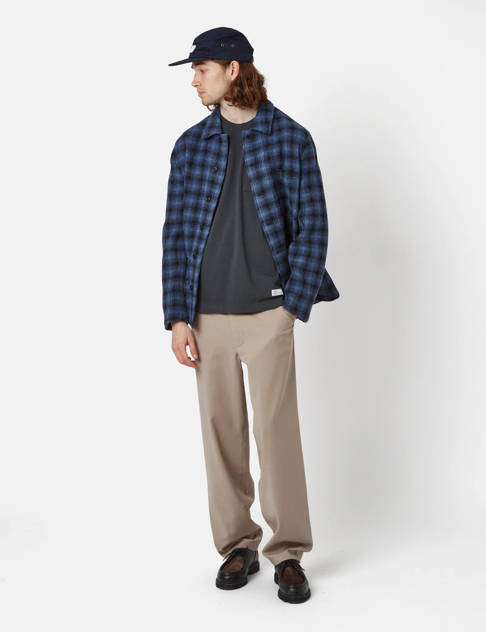 Bhode Chore 3D Check Jacket (Wool) - Blue - Image 8