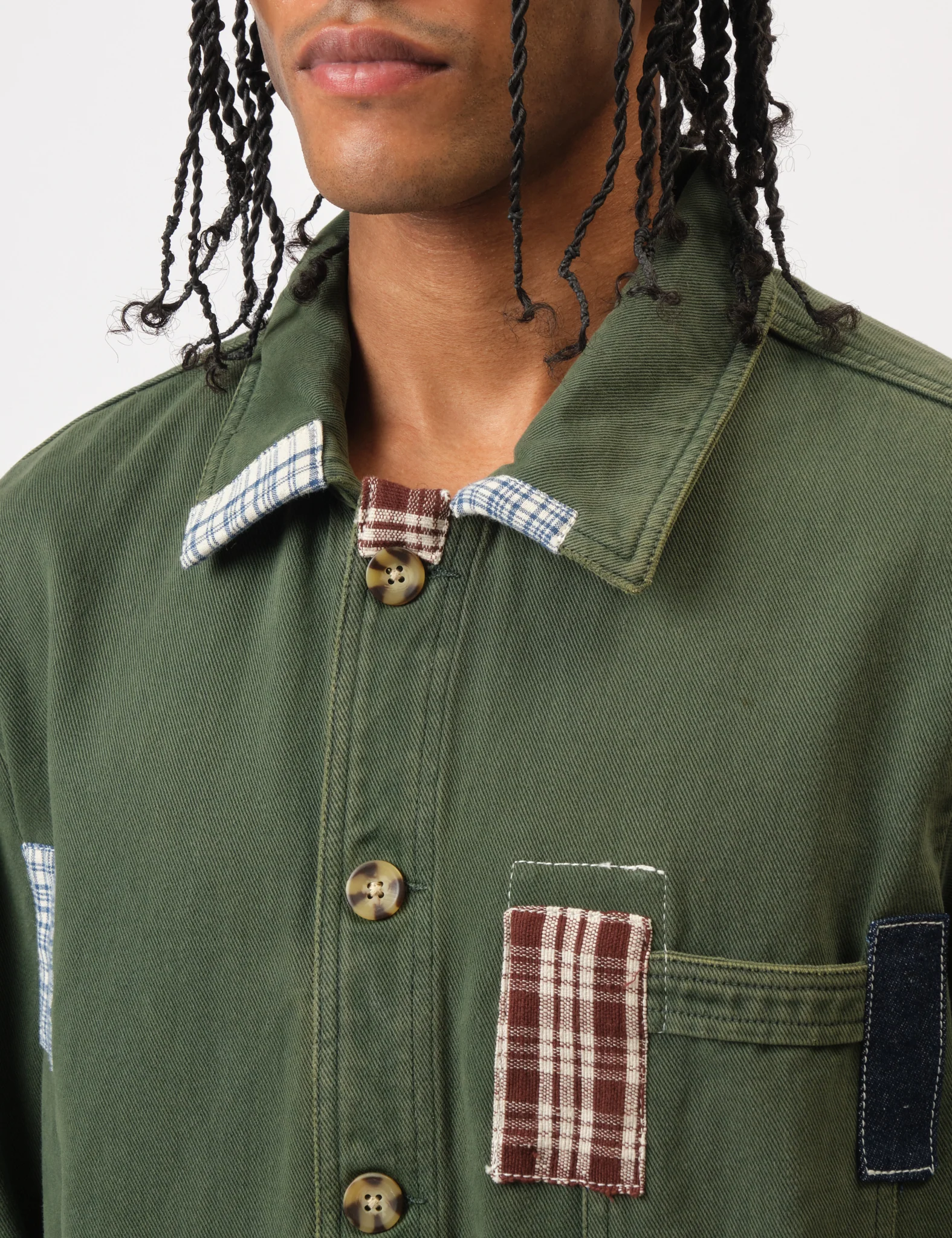 Bhode Chore Jacket (Patchwork) - Ever Green - Image 2