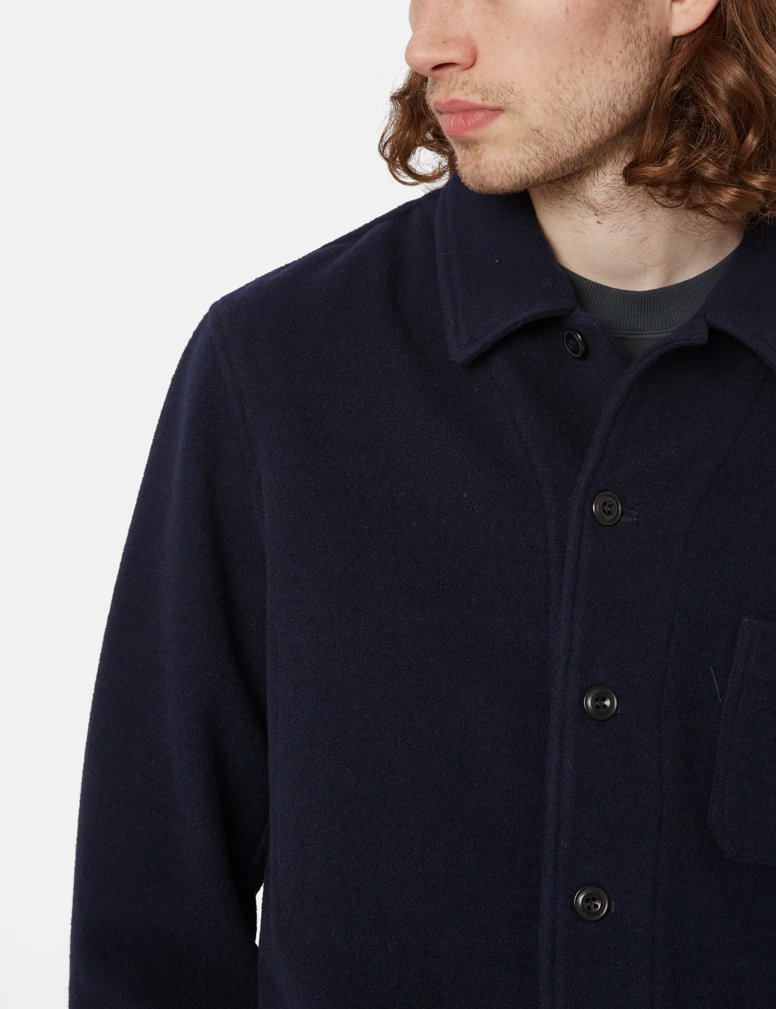 Bhode Chore Jacket (Wool) - Navy Blue - Image 6