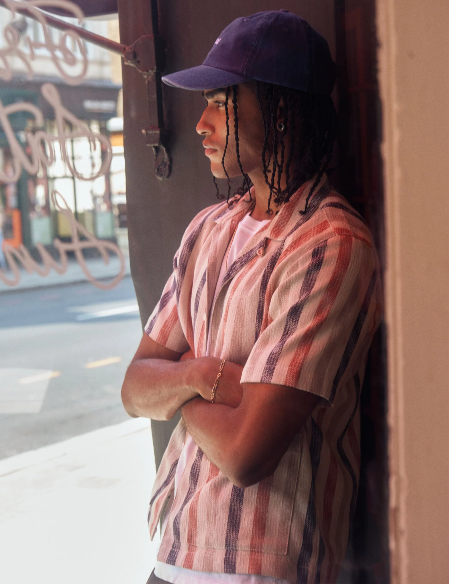 Bhode Cuban Stripe Short Sleeve Shirt - Stone - Image 2