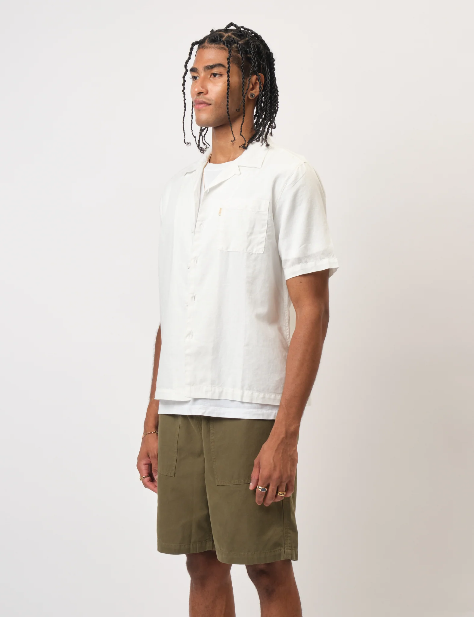 Bhode Cuca Short Sleeve Shirt (Linen) - Ivory White - Image 3