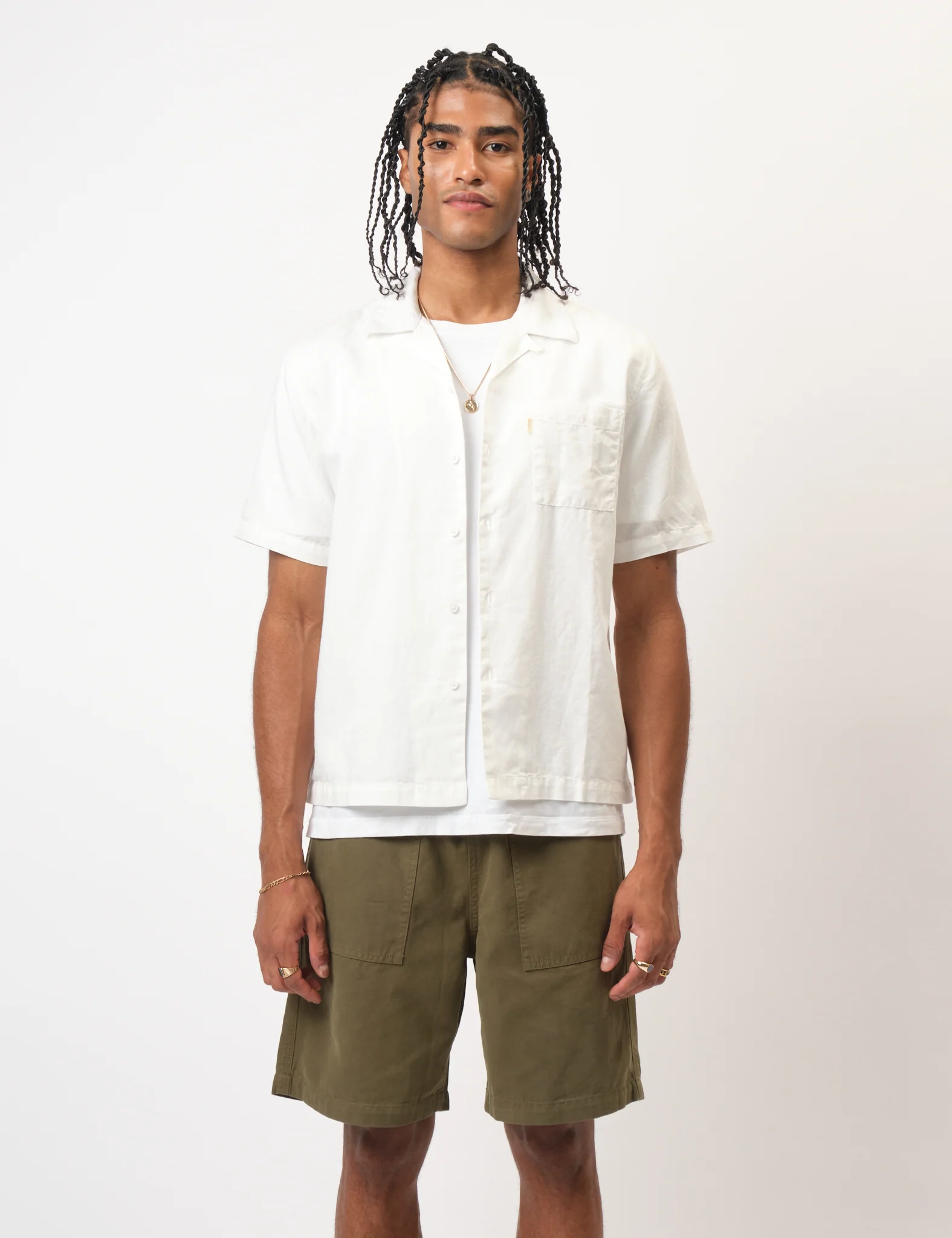 Bhode Cuca Short Sleeve Shirt (Linen) - Ivory White - Image 5