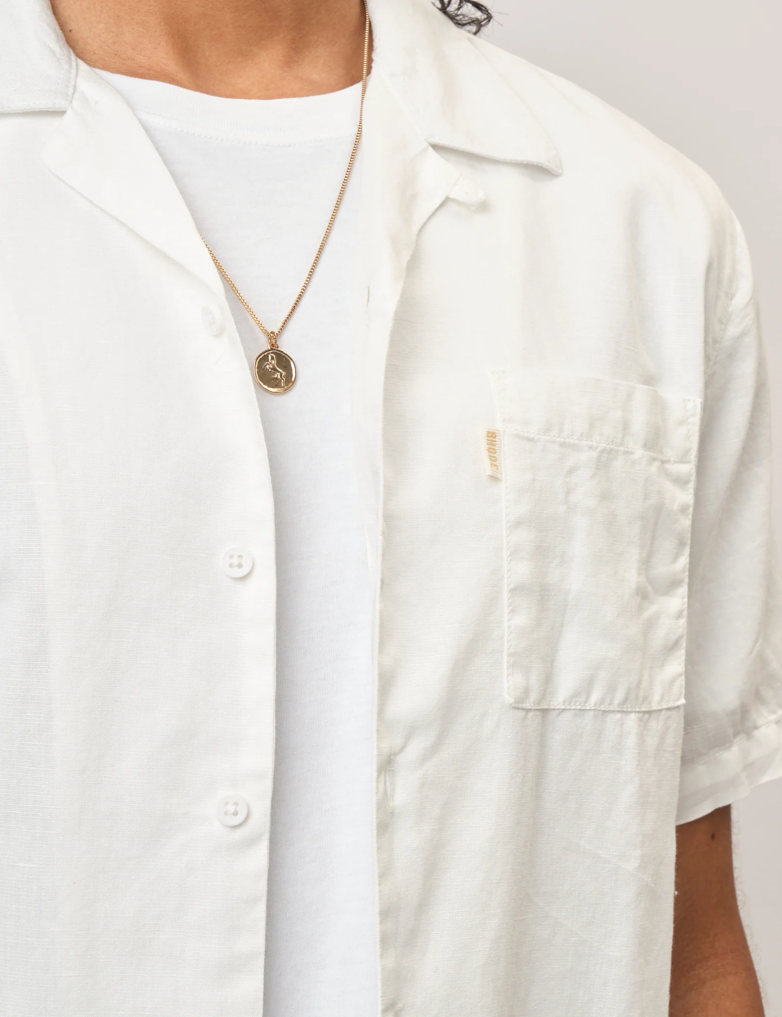 Bhode Cuca Short Sleeve Shirt (Linen) - Ivory White - Image 7