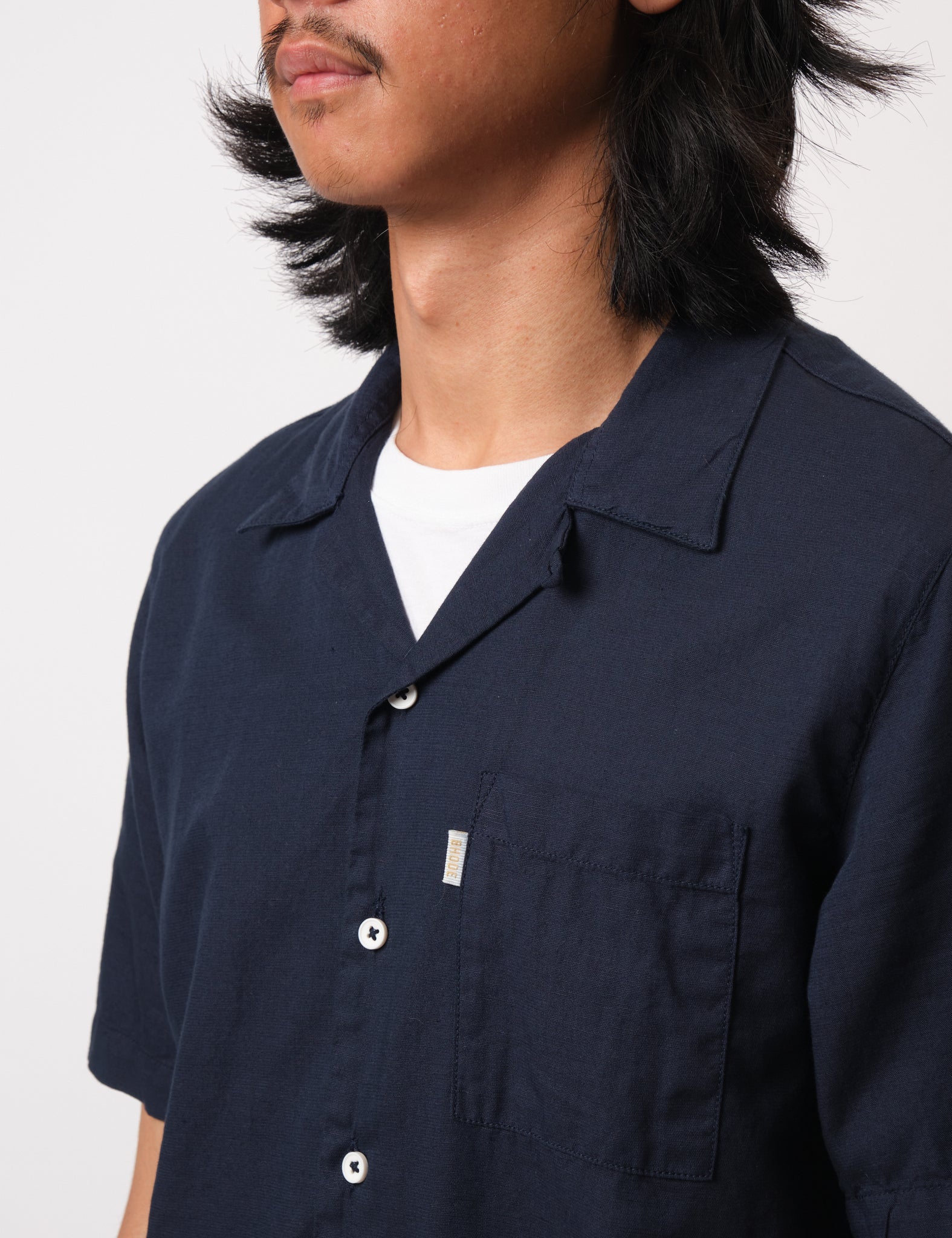 Bhode Cuca Short Sleeve Shirt (Linen) - Midnight Navy Blue - Image 2