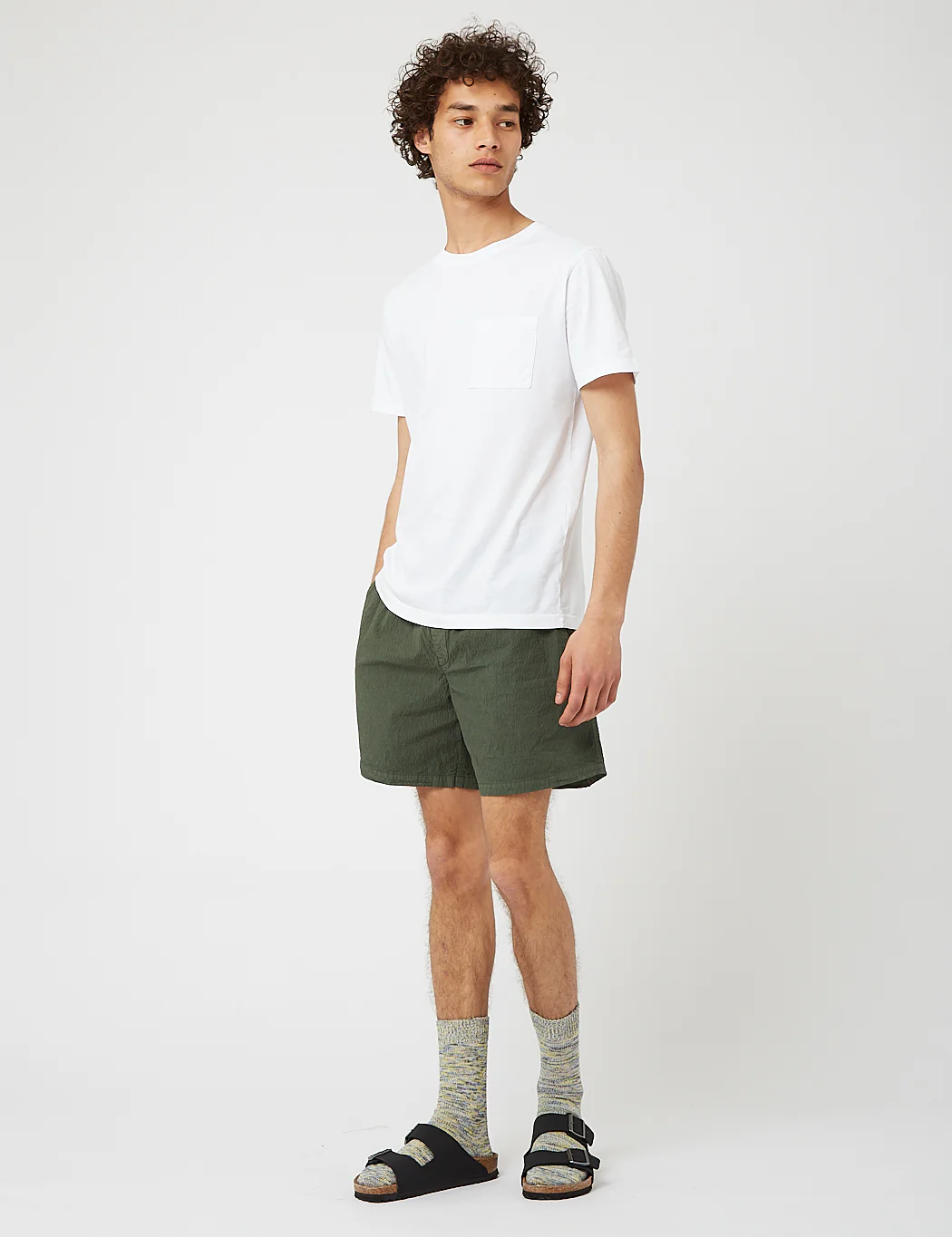 Bhode Drawstring Shorts (Seersucker) - Bottle Green - Image 3