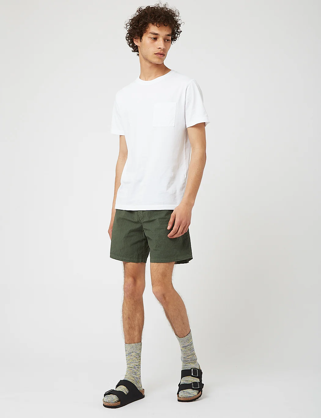 Bhode Drawstring Shorts (Seersucker) - Bottle Green - Image 4